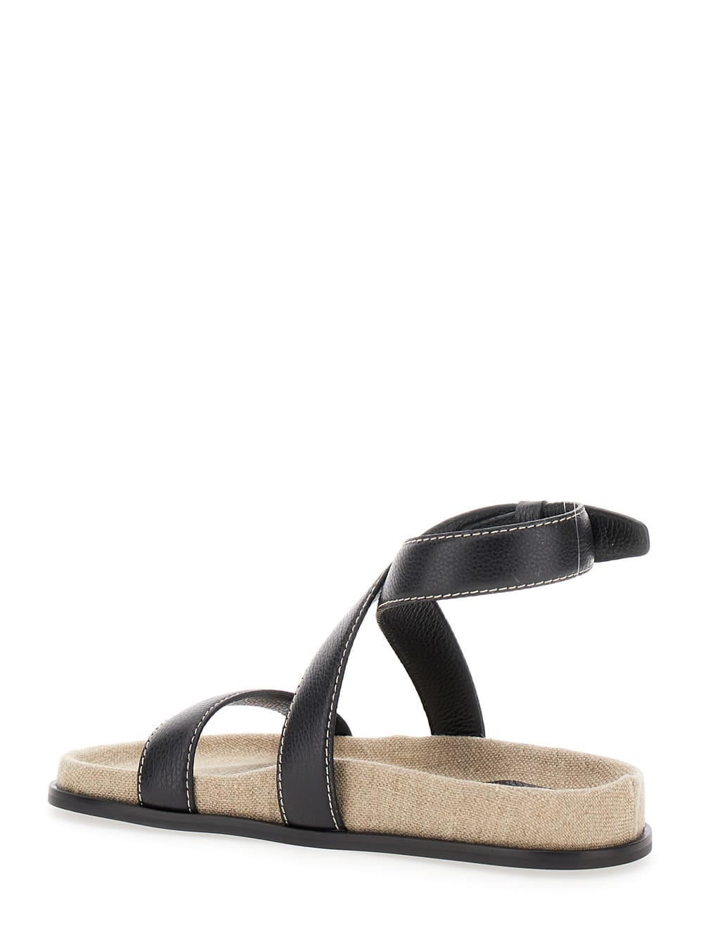 Shop Totême The Chunky Black Sandals With Straps In Leather Woman