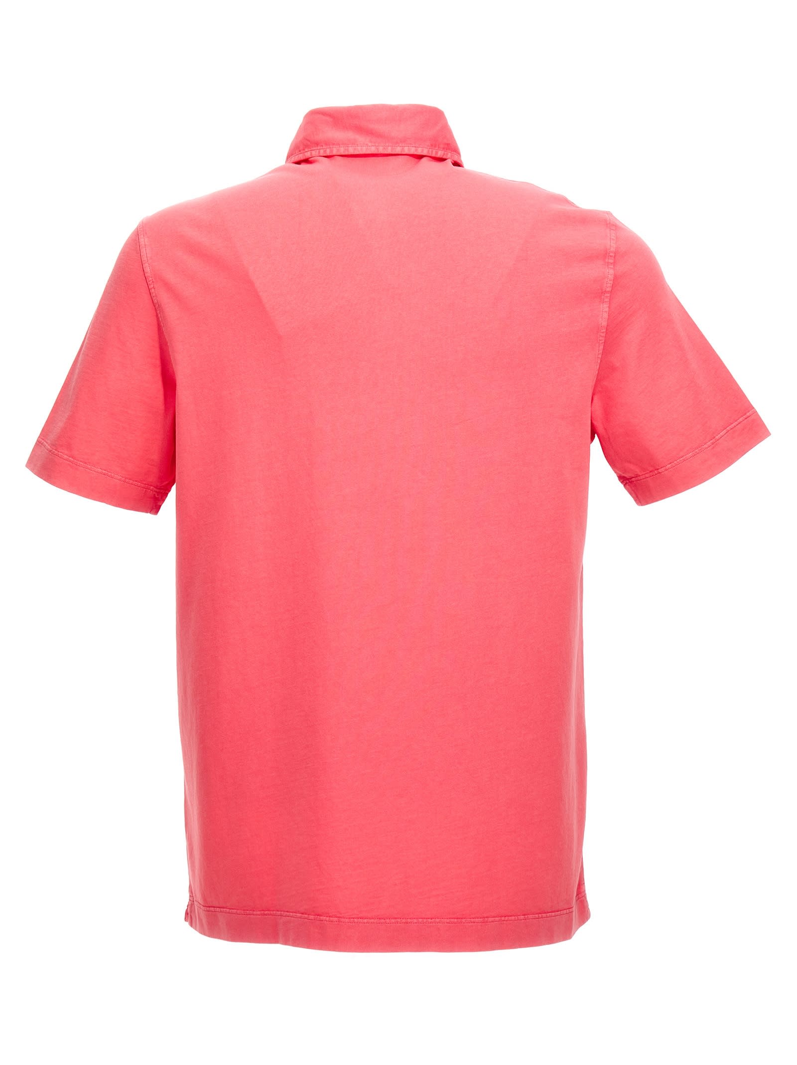 Shop Drumohr Light Cotton Polo Shirt. In Fuchsia