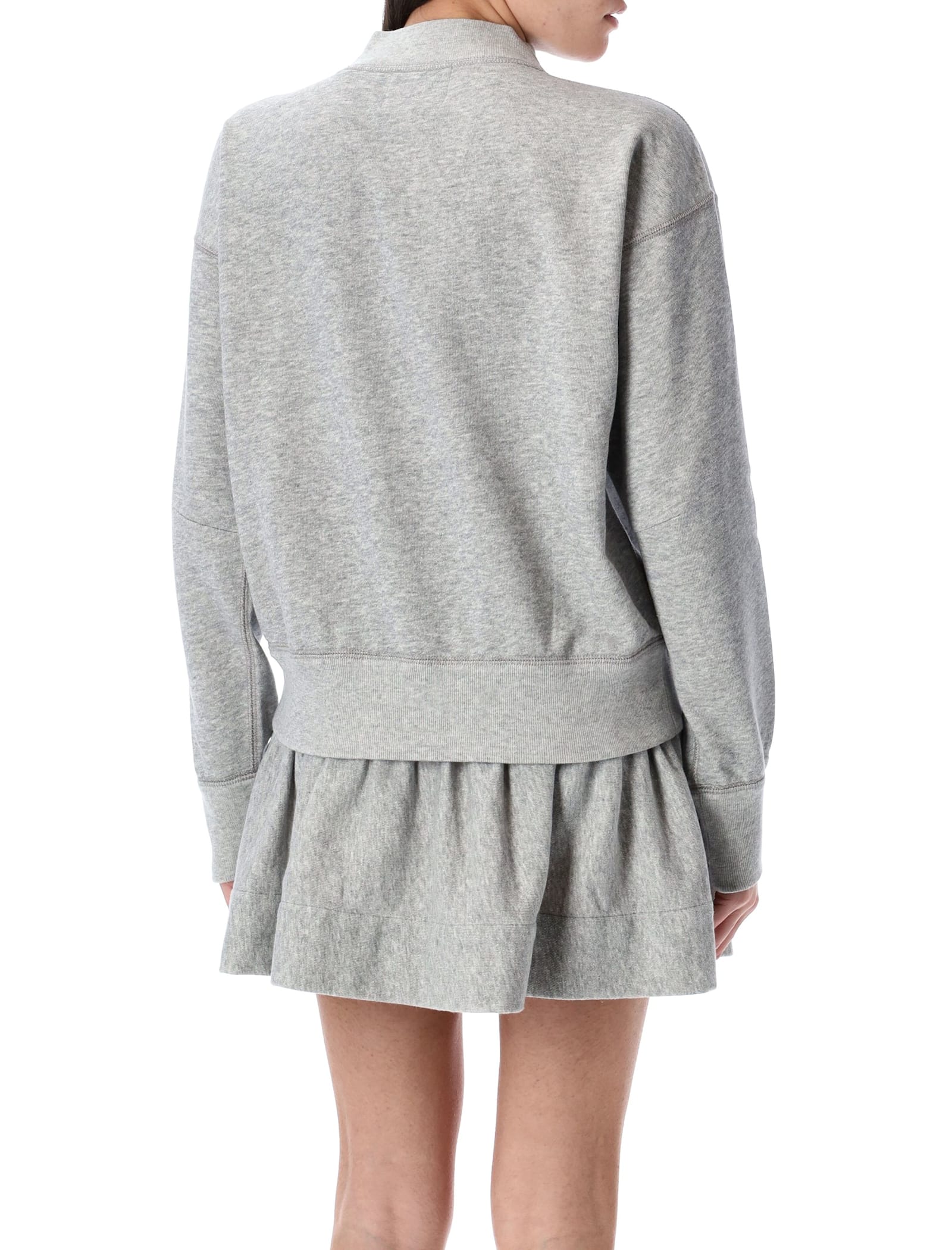 Isabel Marant Étoile Grey Cotton Moby Logo Sweatshirt In Grey Red