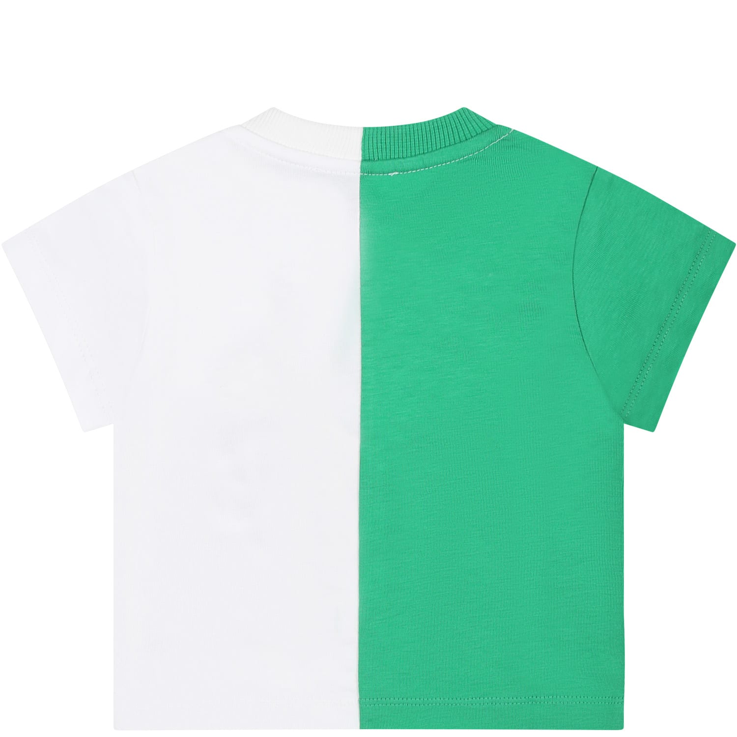 Shop Moschino Green T-shirt For Babies With Teddy Bear And Logo