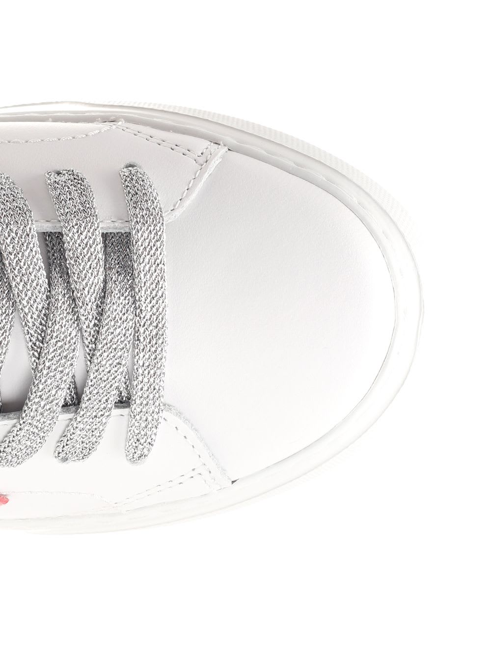 Philippe Model Low Top Leather Sneakers With Contrast Heel Tab In White