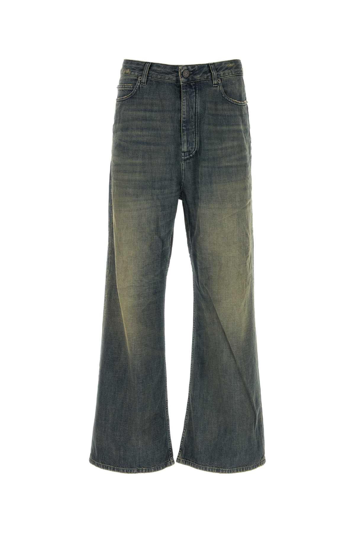 Balenciaga Wide-leg Jeans With Belt Loops And Pockets In Green