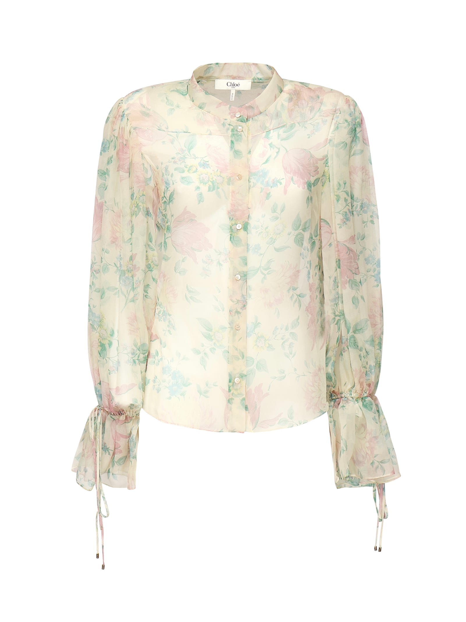 Chloé Peony Print Blouse In Silk Muslin