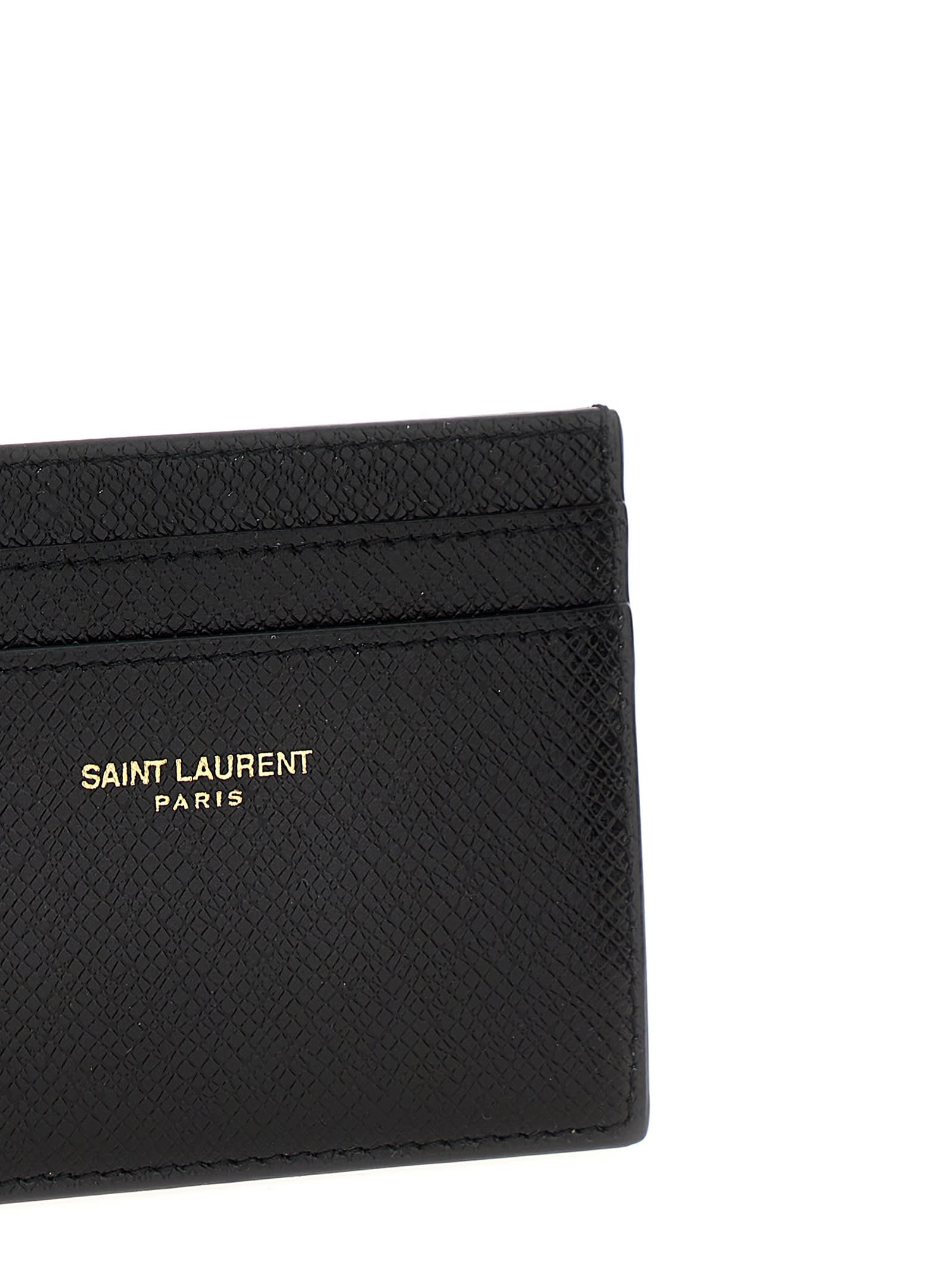 Shop Saint Laurent Paris Card Holder In Black