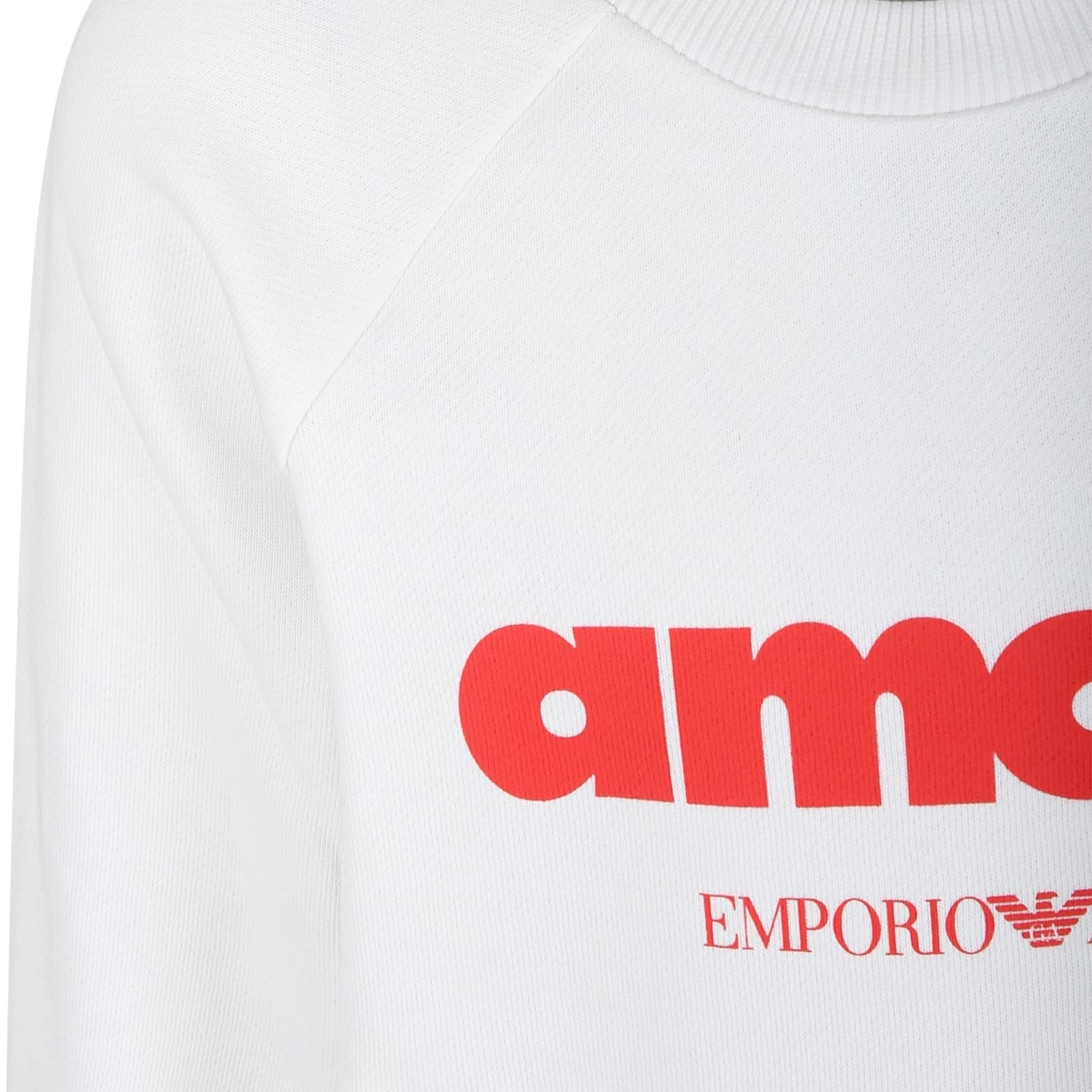Shop Emporio Armani Ivory Sweatshirt For Kids With Love Writing