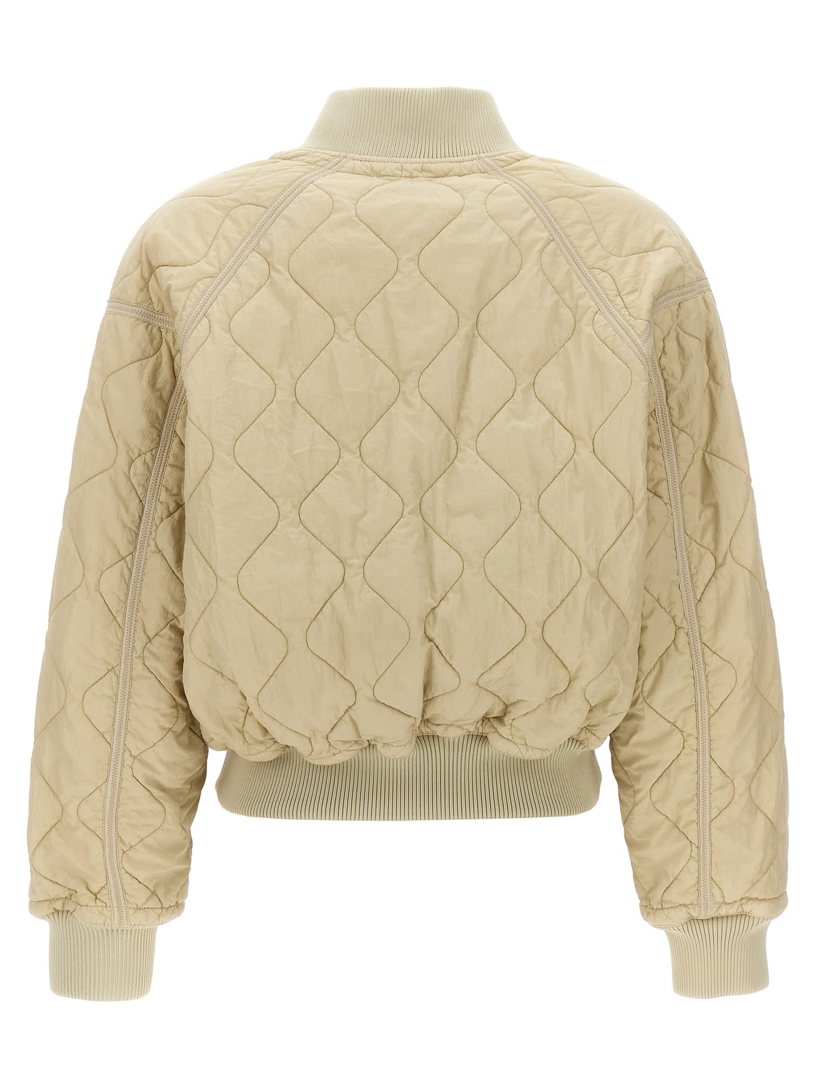 Shop Burberry Quilted Bomber Jacket In Beige