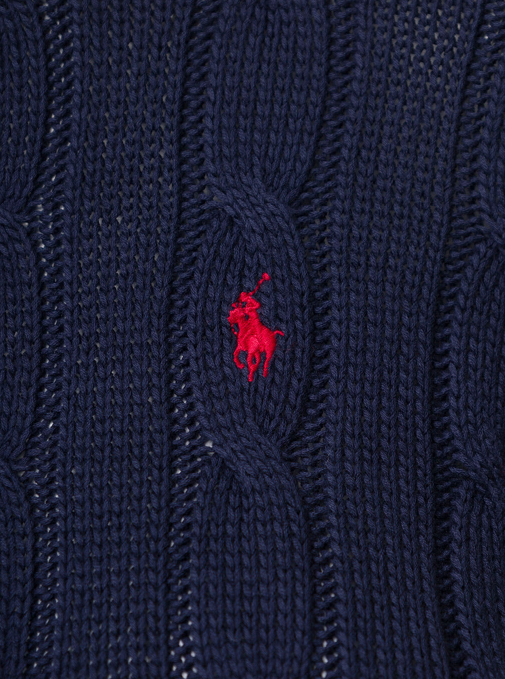 Shop Polo Ralph Lauren Juliana Blue Cable Knit Pullover With Contrasting Embroidered Logo In Cotton Woman