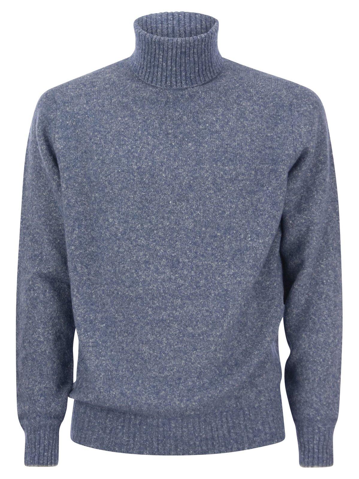 Shop Brunello Cucinelli Turtleneck Knitted Jumper In Clear Blue