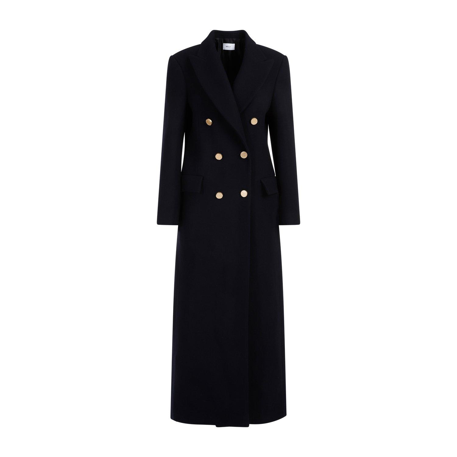 Bally Long Coat In Blu Navy