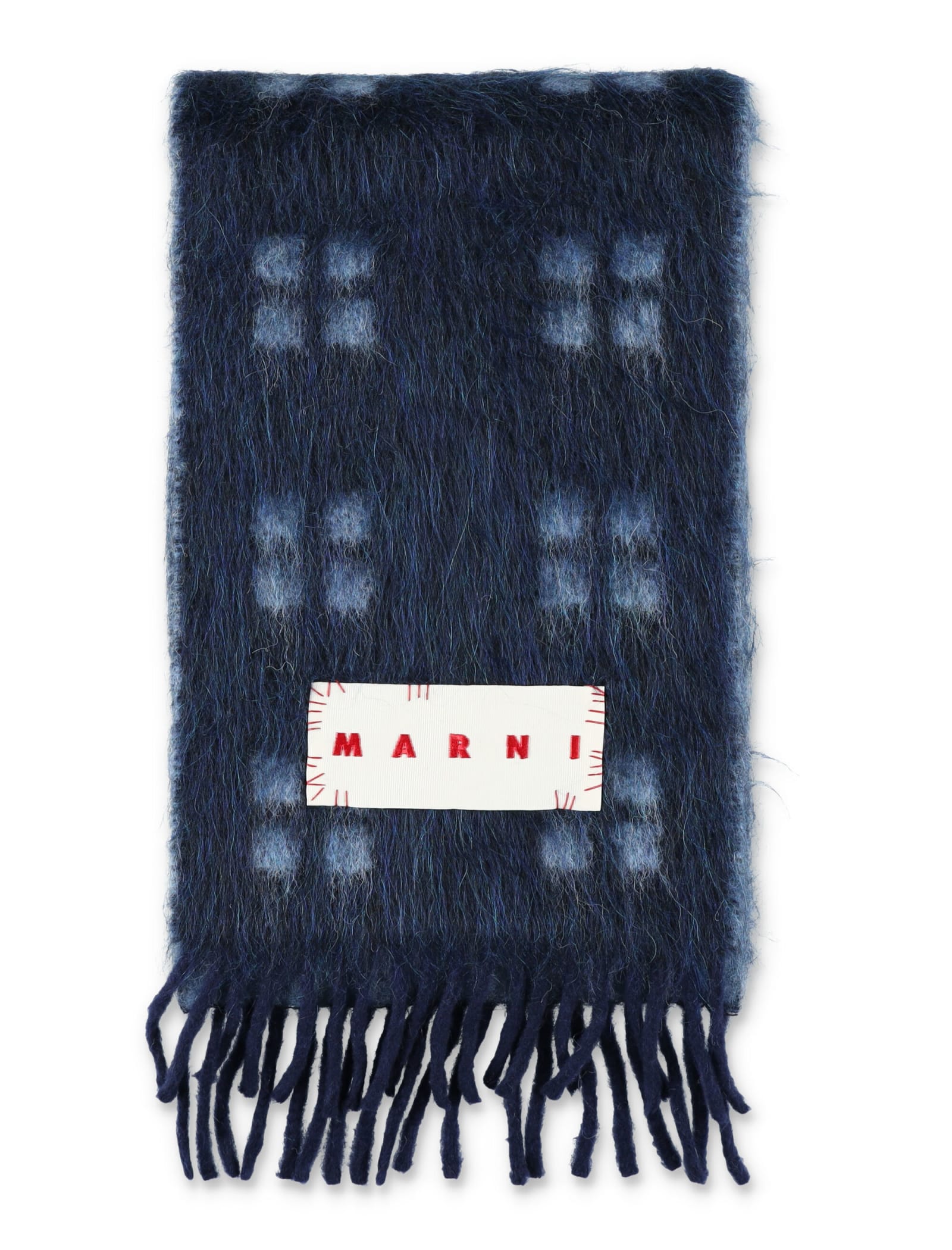 Shop Marni Check Scarf In Check Blue