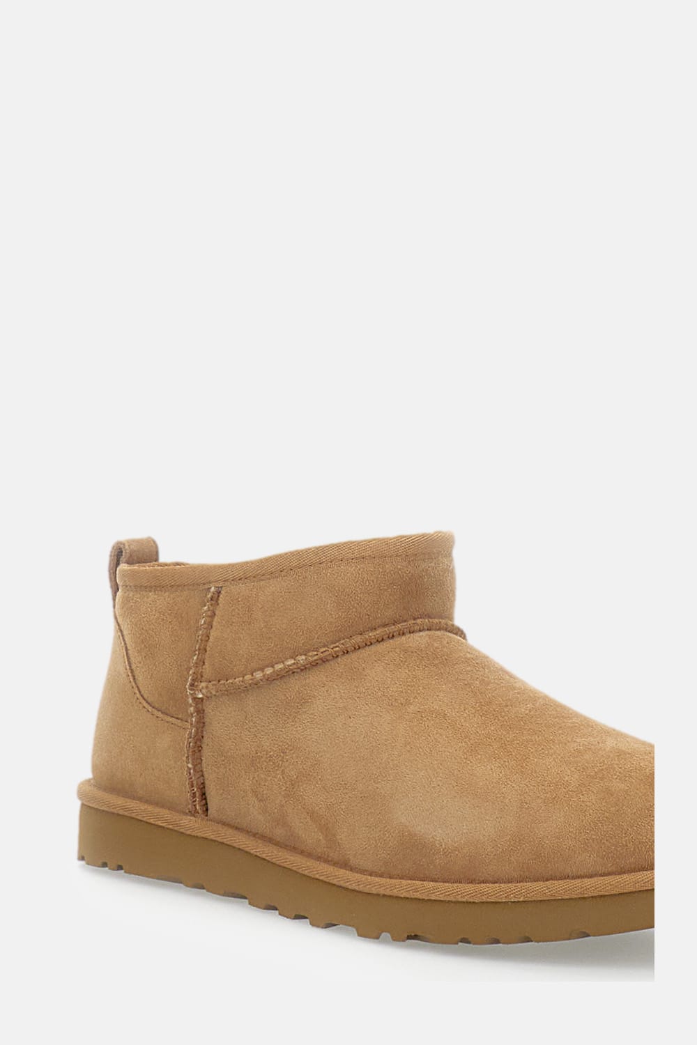 Ugg Classic Ultra Mini Low Heels Ankle Boots In Leather Color Suede In Brown