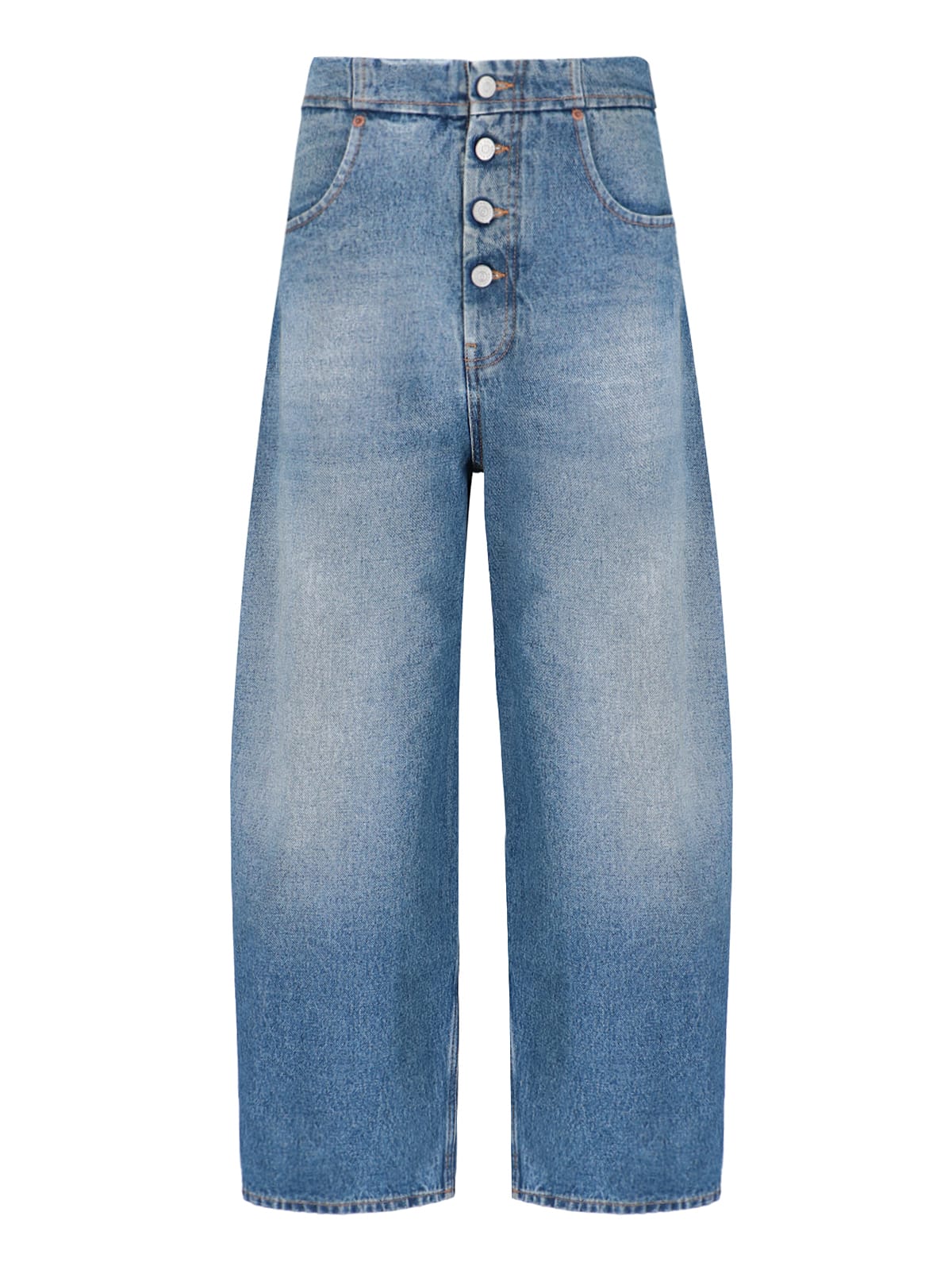 Shop Mm6 Maison Margiela Cropped Jeans In Blue