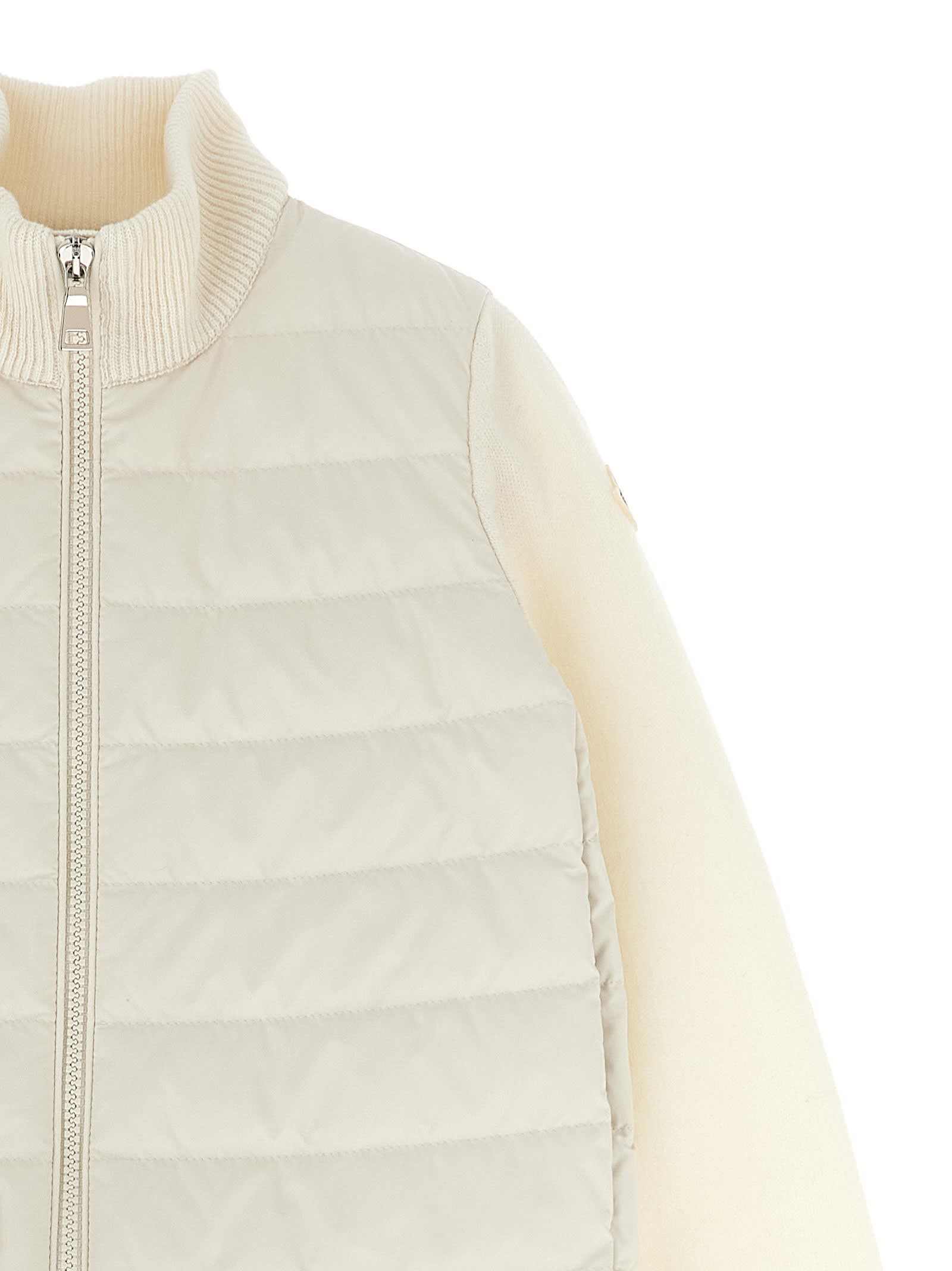 Moncler Two-material Cardigan In White