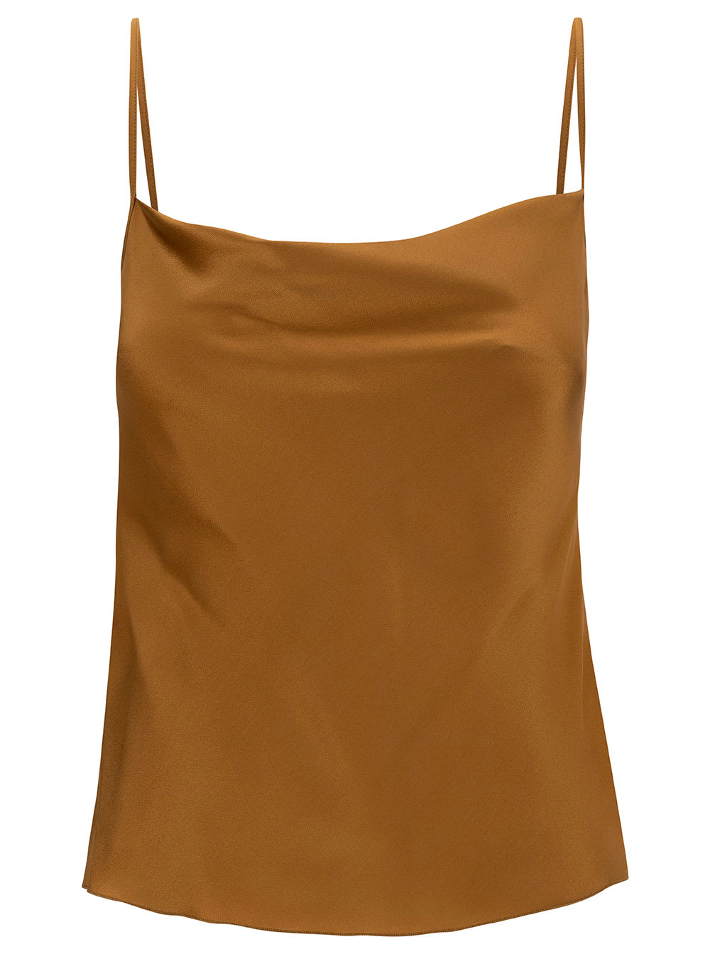 Shop Alberta Ferretti Beige Top With Draped Neckline In Silk Blend Woman In Orange