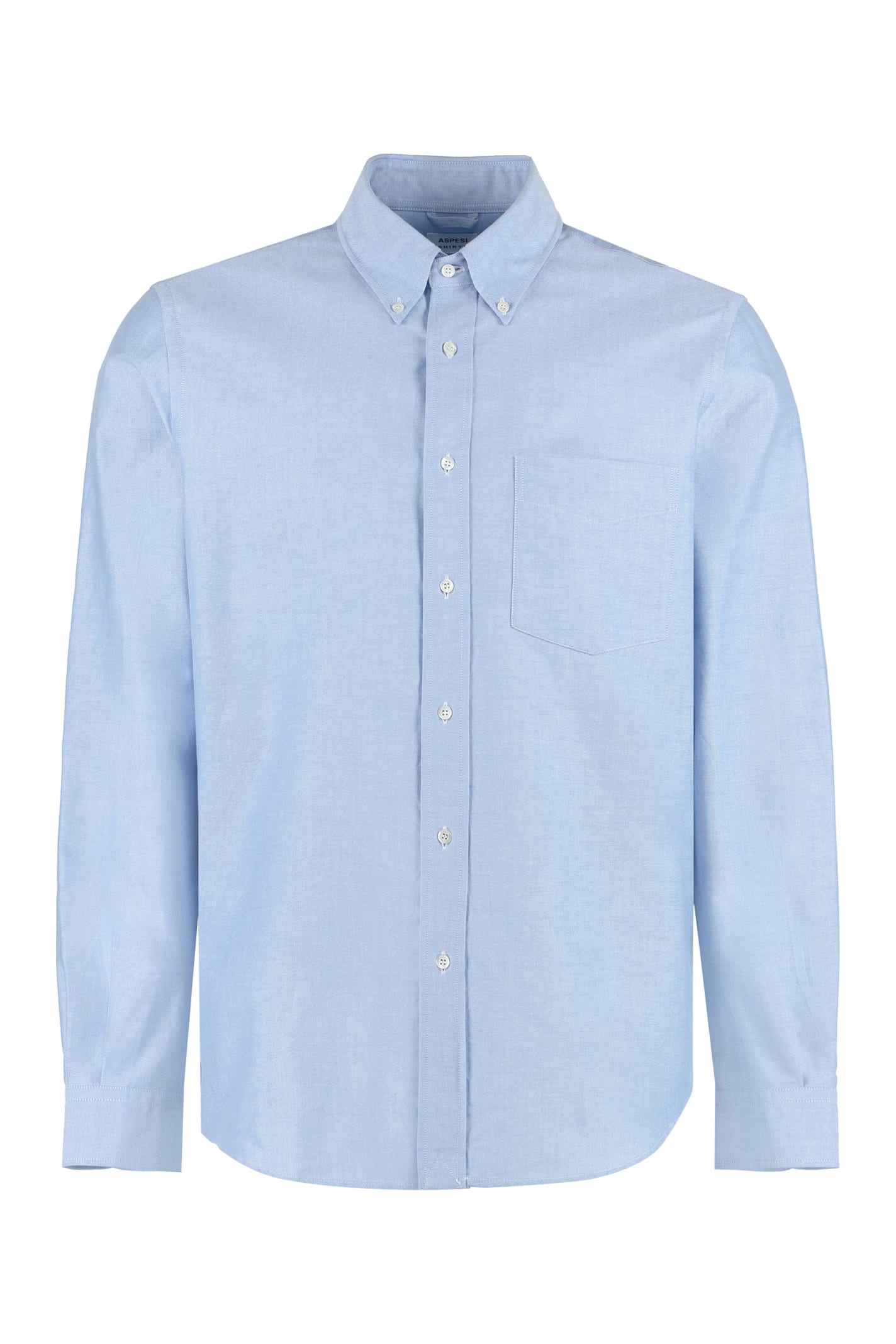 Shop Aspesi Cotton Poplin Shirt In Light Blue