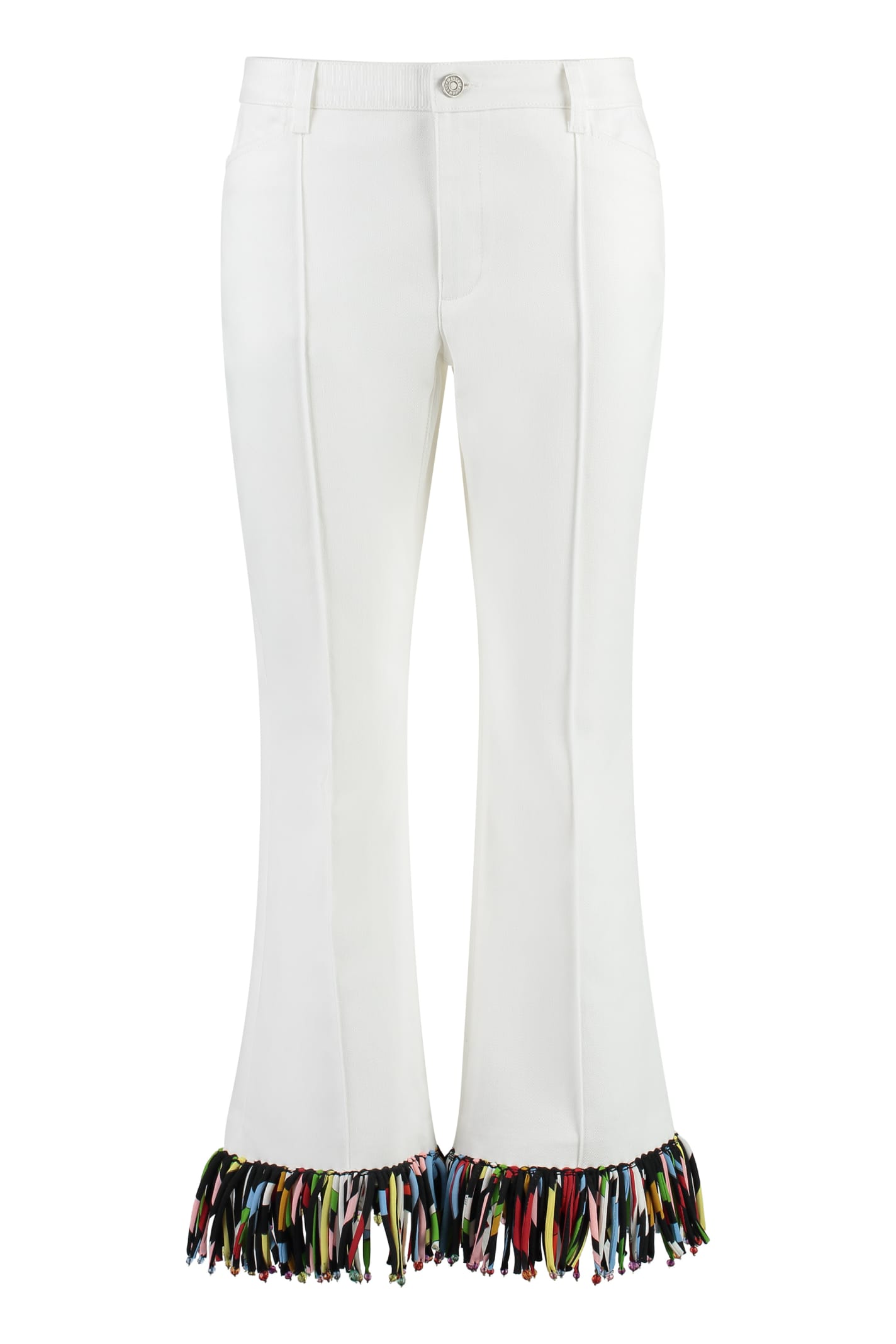 Shop Emilio Pucci Cropped Flared Trousers In White