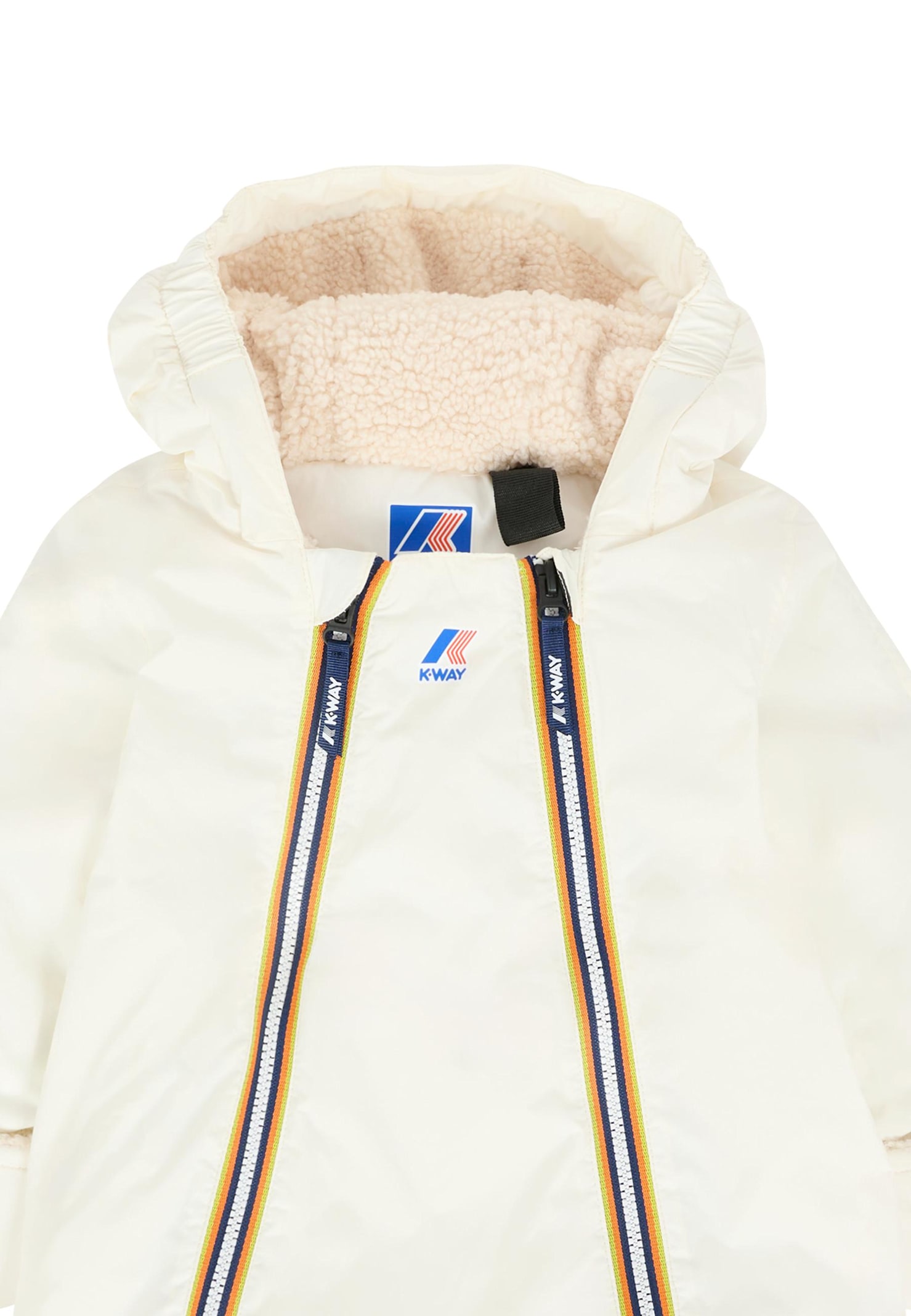 K-way White Down Jacket For Babykids With Logo In White