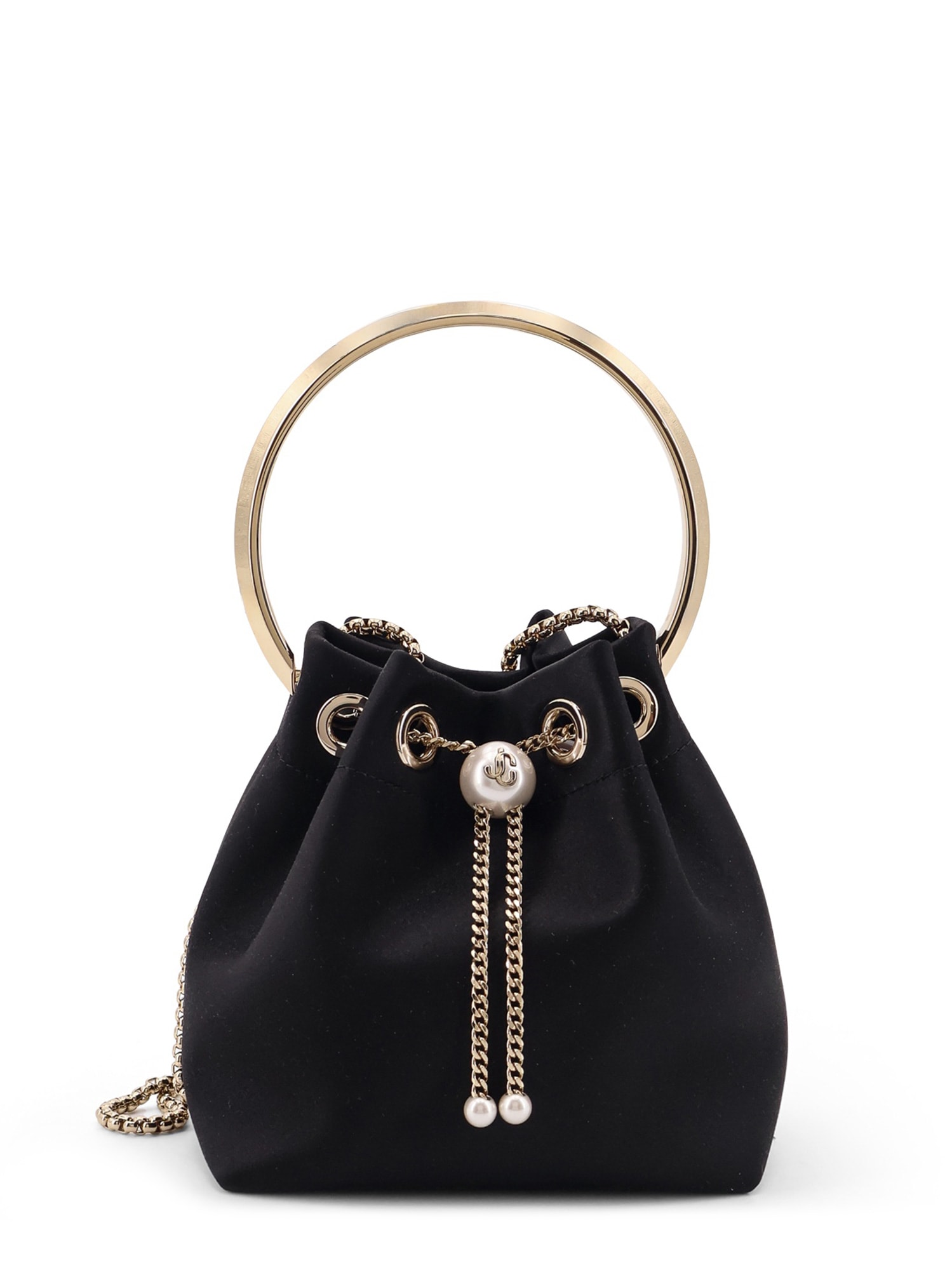 Jimmy Choo Bonbon Handbag With Drawstring Closure And Circular Metal Handle