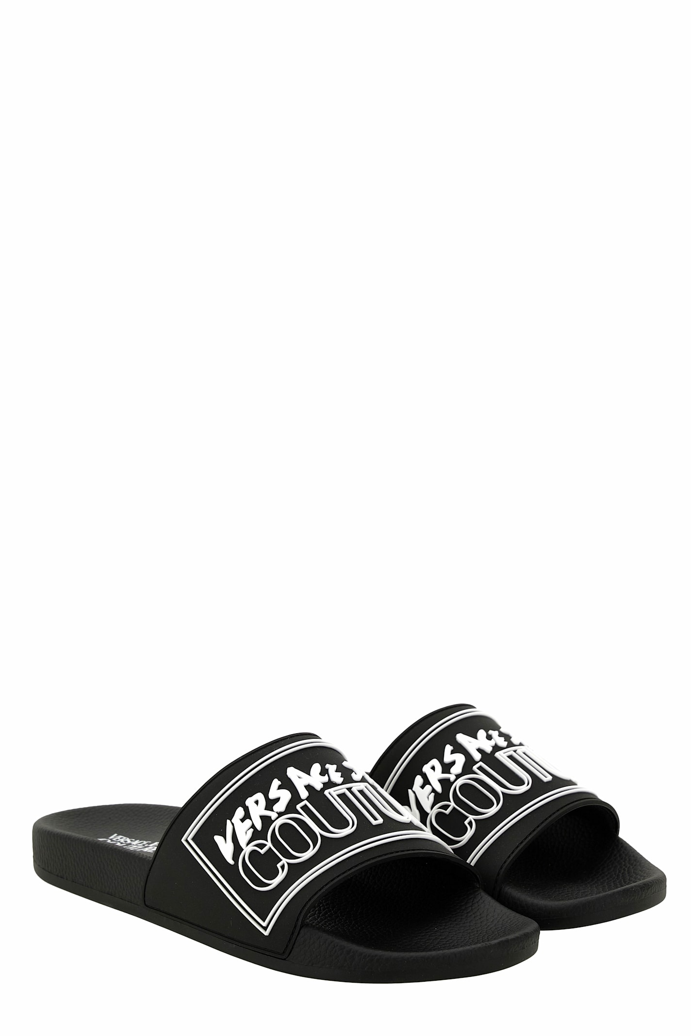 Versace Jeans Couture Pool Slides In Black