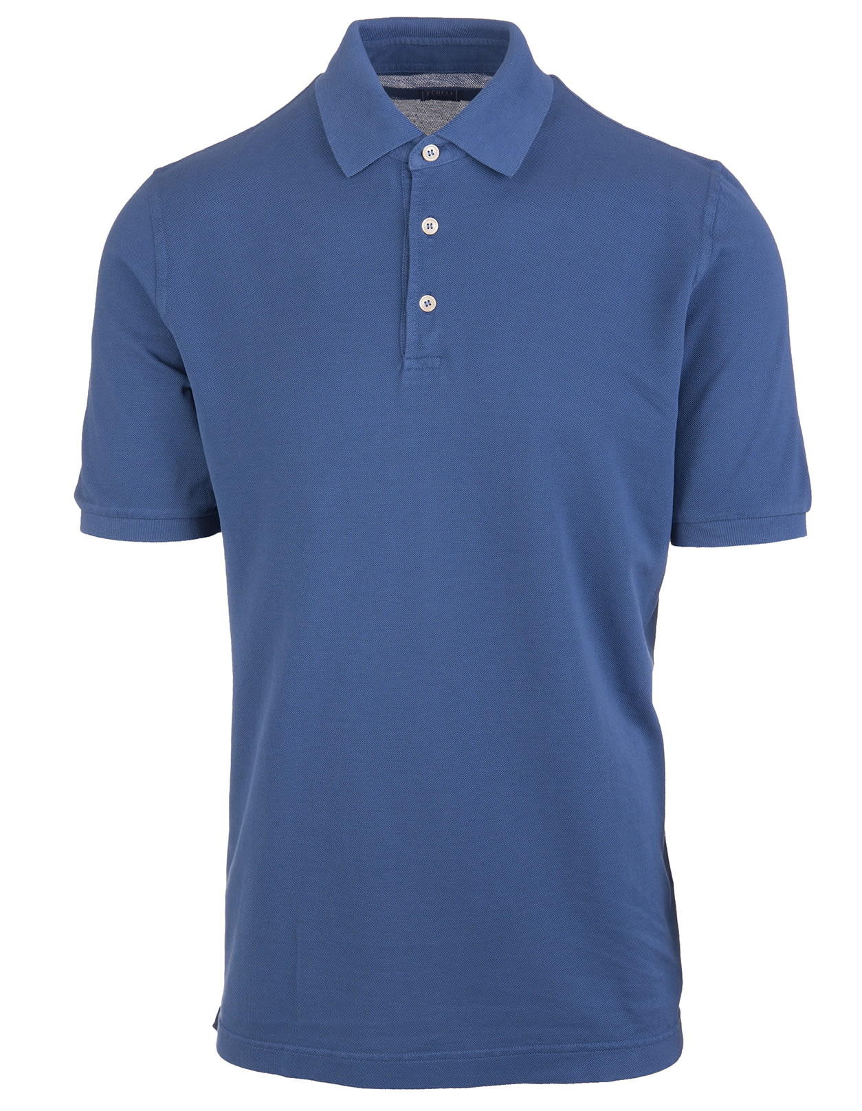 Fedeli Blue Man Polo Shirt In Pique Cotton