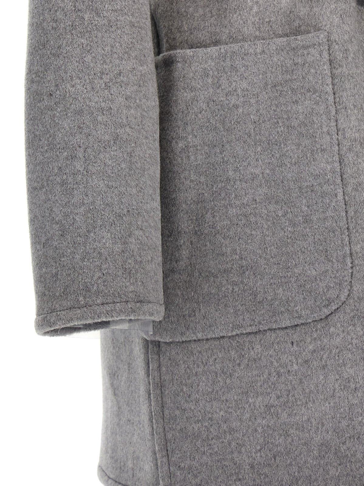 Shop Tory Burch Hooded Tied-waist Coat In Gray