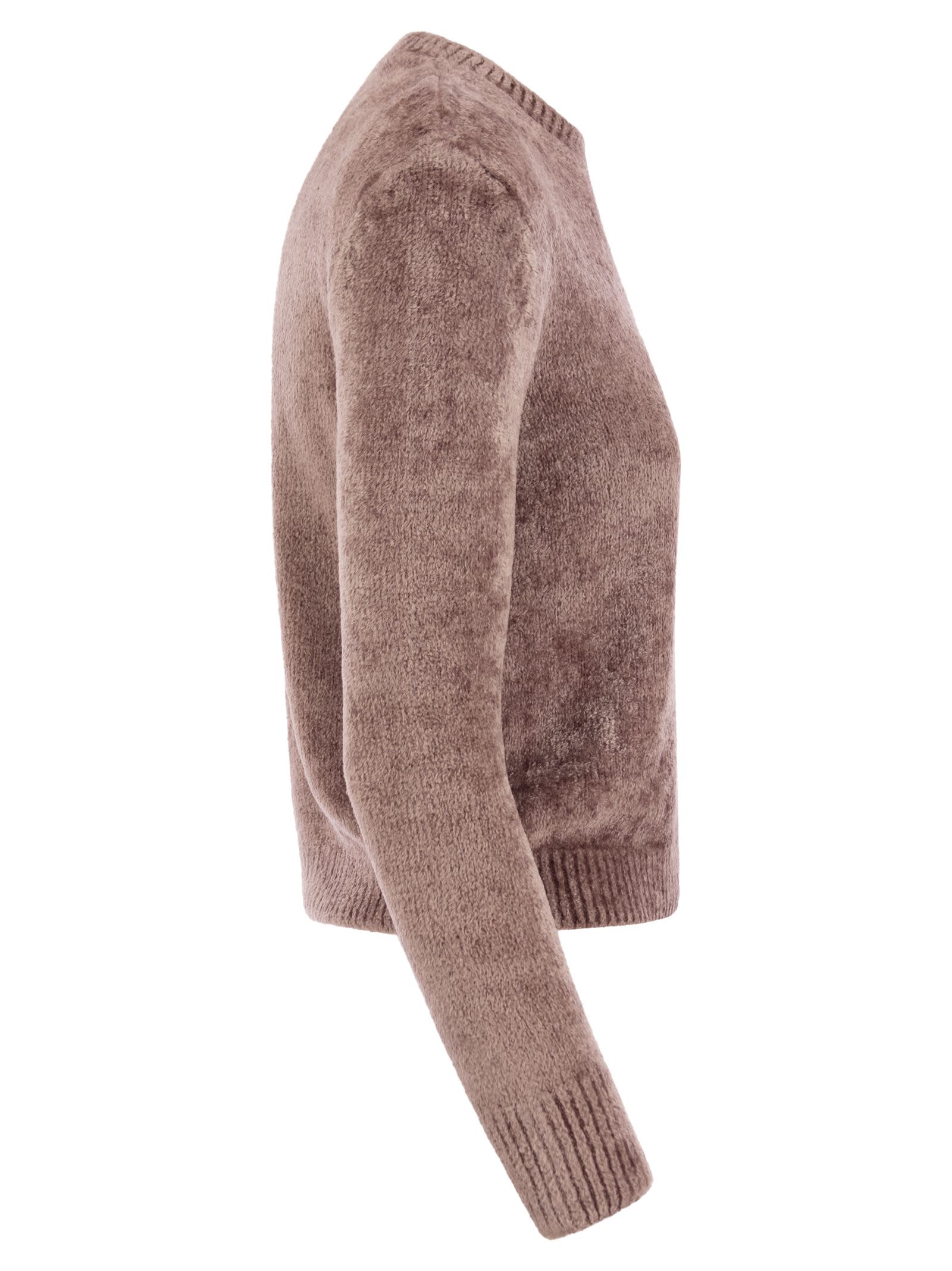 Herno Resort Pullover In Chenille Knit In Pink