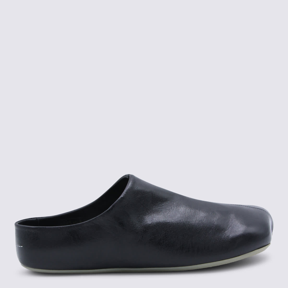 Mm6 Maison Margiela Anatomical Leather Sabot In Black