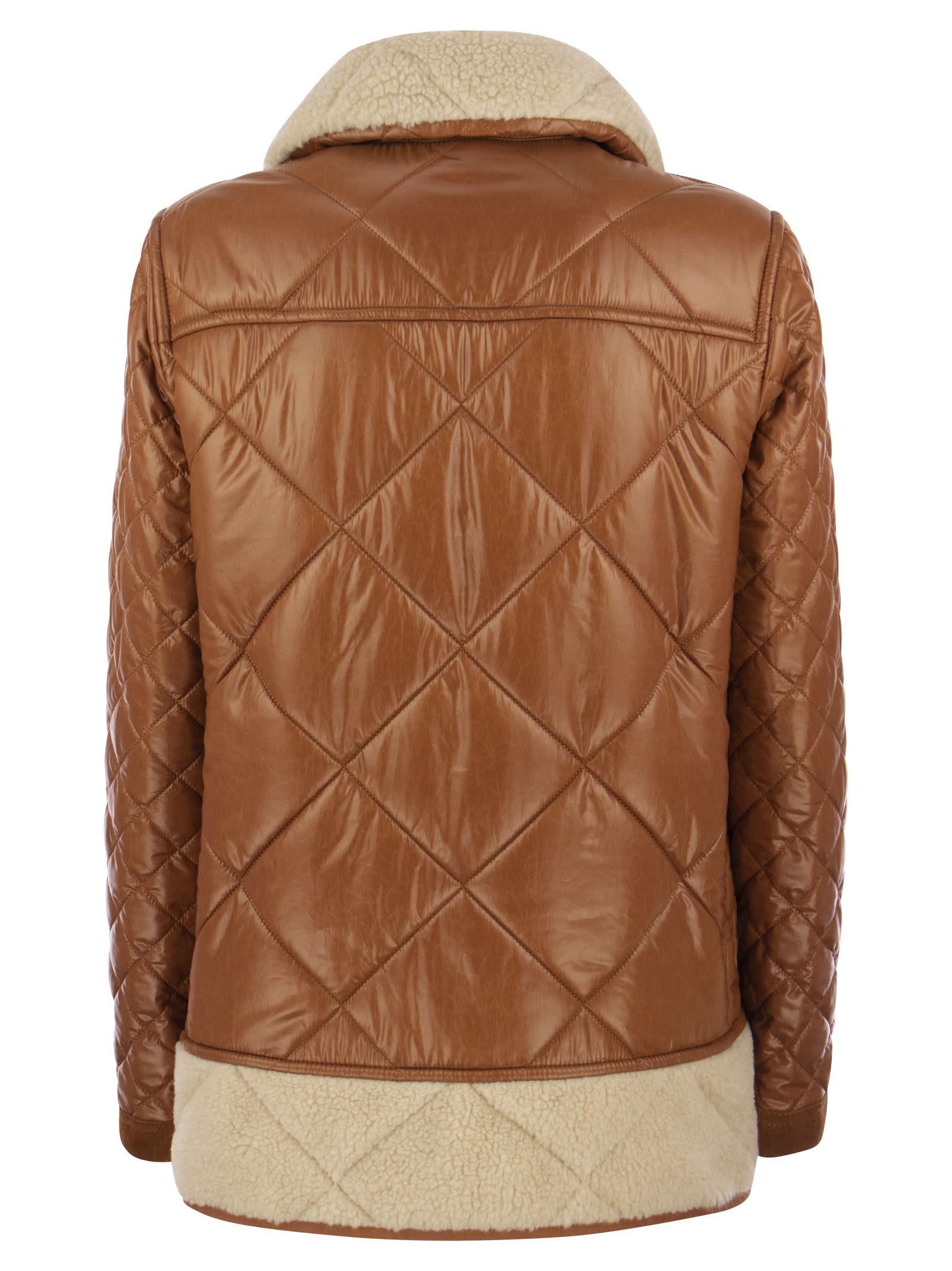 Shop Fay 3 Quilted Hooks With Shearling Effect Inserts In Caramel