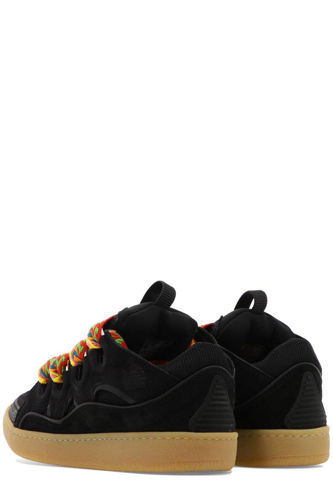 Shop Lanvin Curb Panelled Lace-up Sneakers In Black