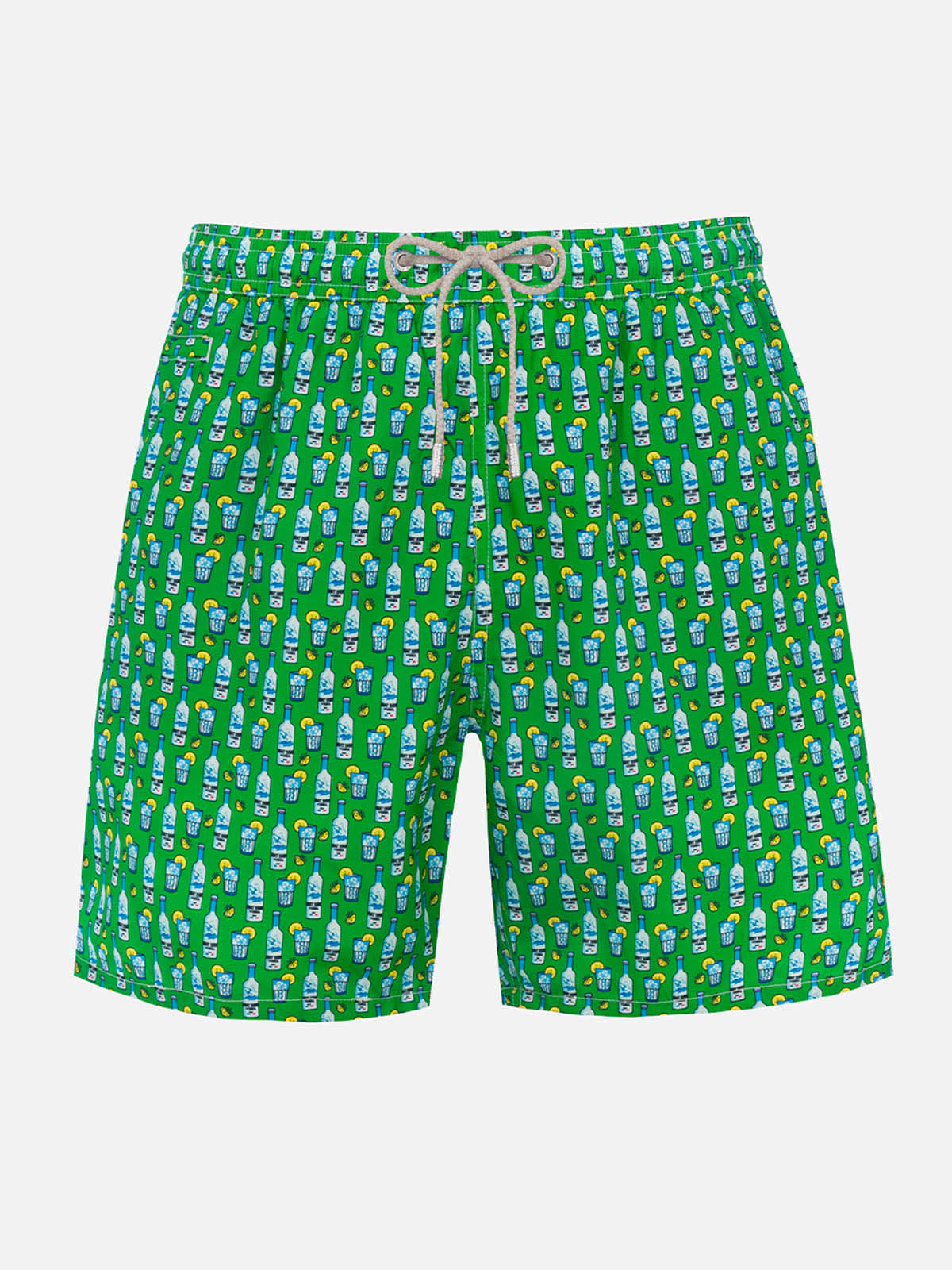 Shop Mc2 Saint Barth Man Lightweight Fabric Swim-shorts Lighting Micro Fantasy With Tequila Print In Green