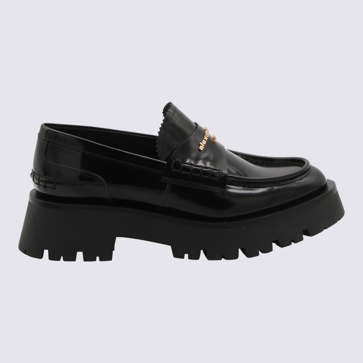 Shop Alexander Wang Black Leather Carter Loafers