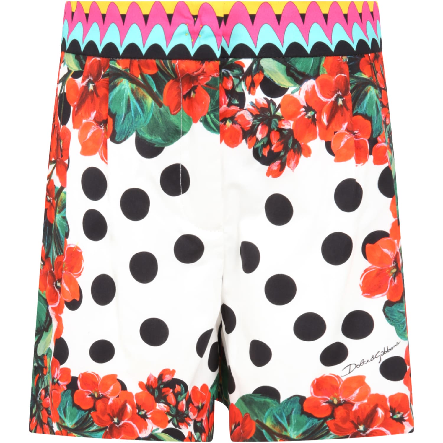 Dolce & Gabbana Multicolor Shorts For Girl With Logo