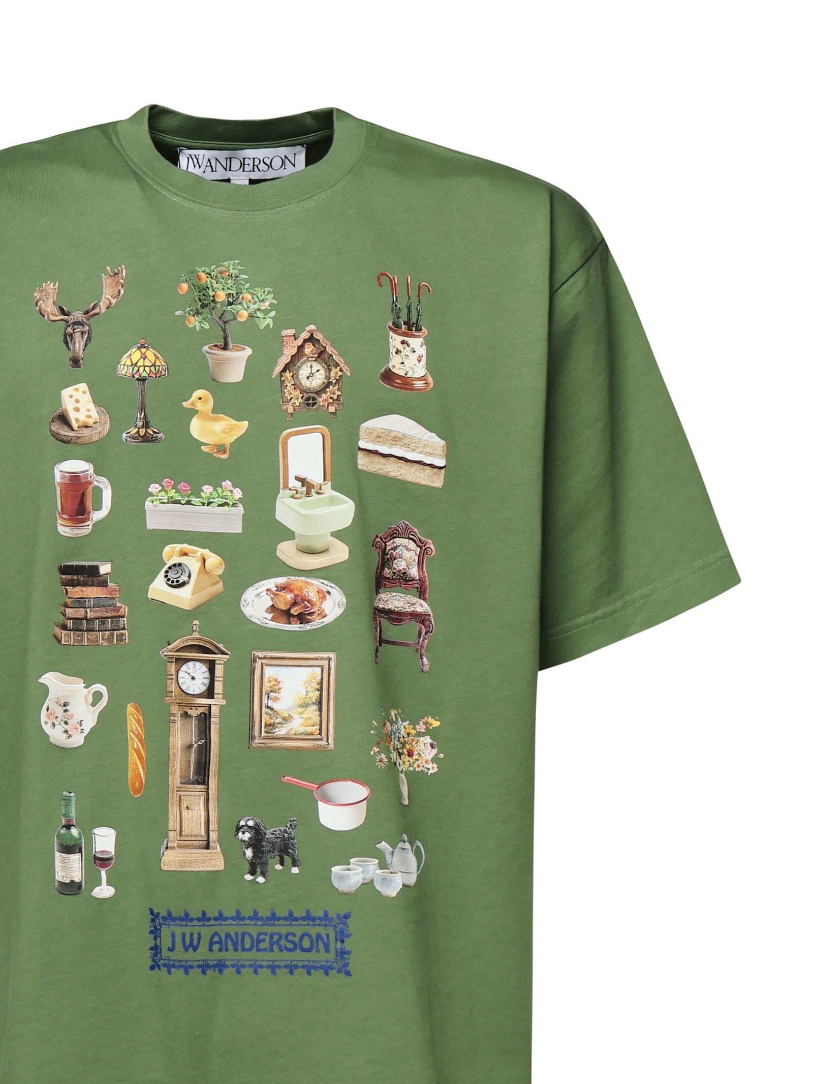 Jw Anderson Diorama Printed T-shirt In Forest Green