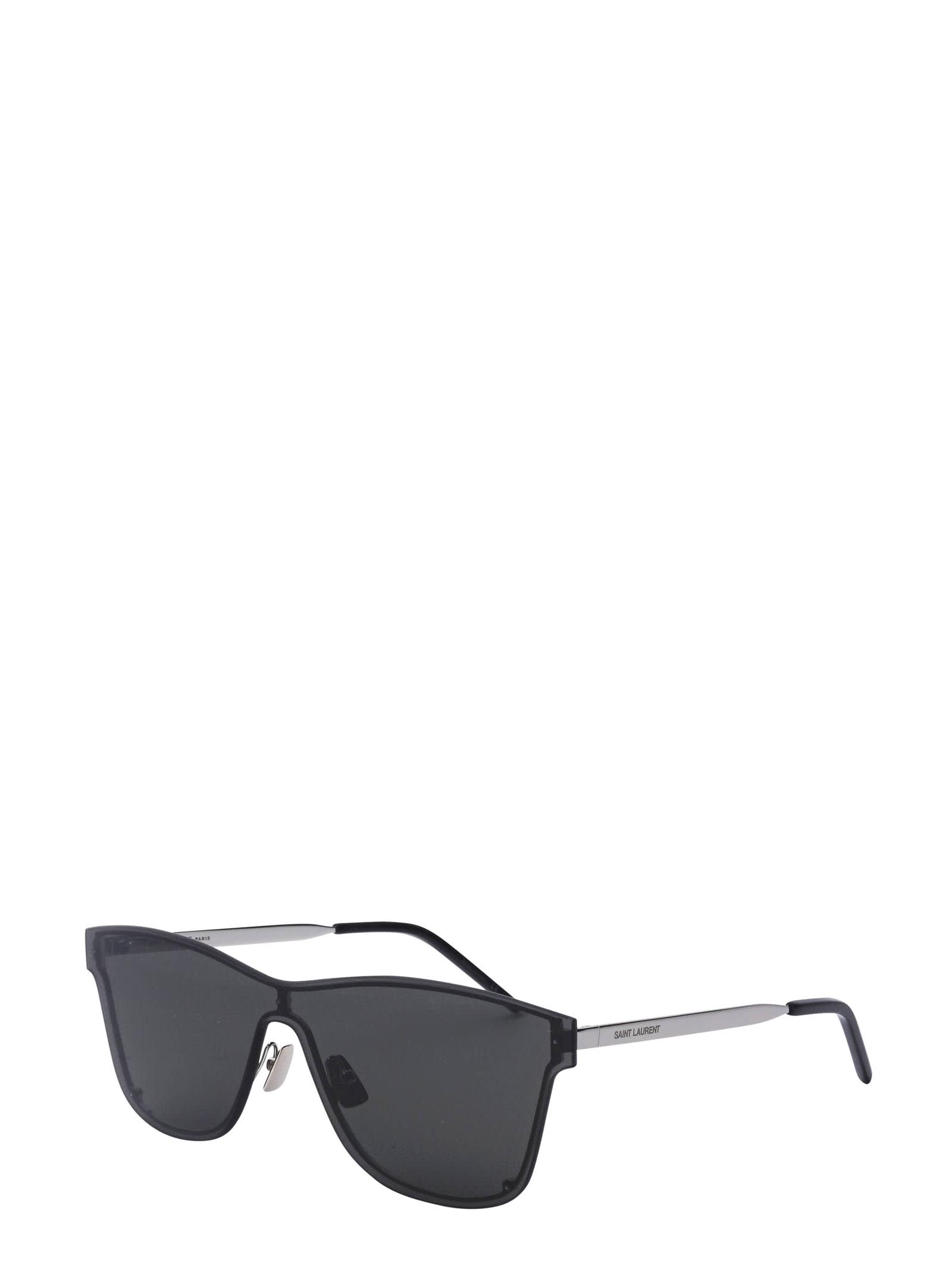 Shop Saint Laurent Eyewear Sl 51 Mask Silver Sunglasses