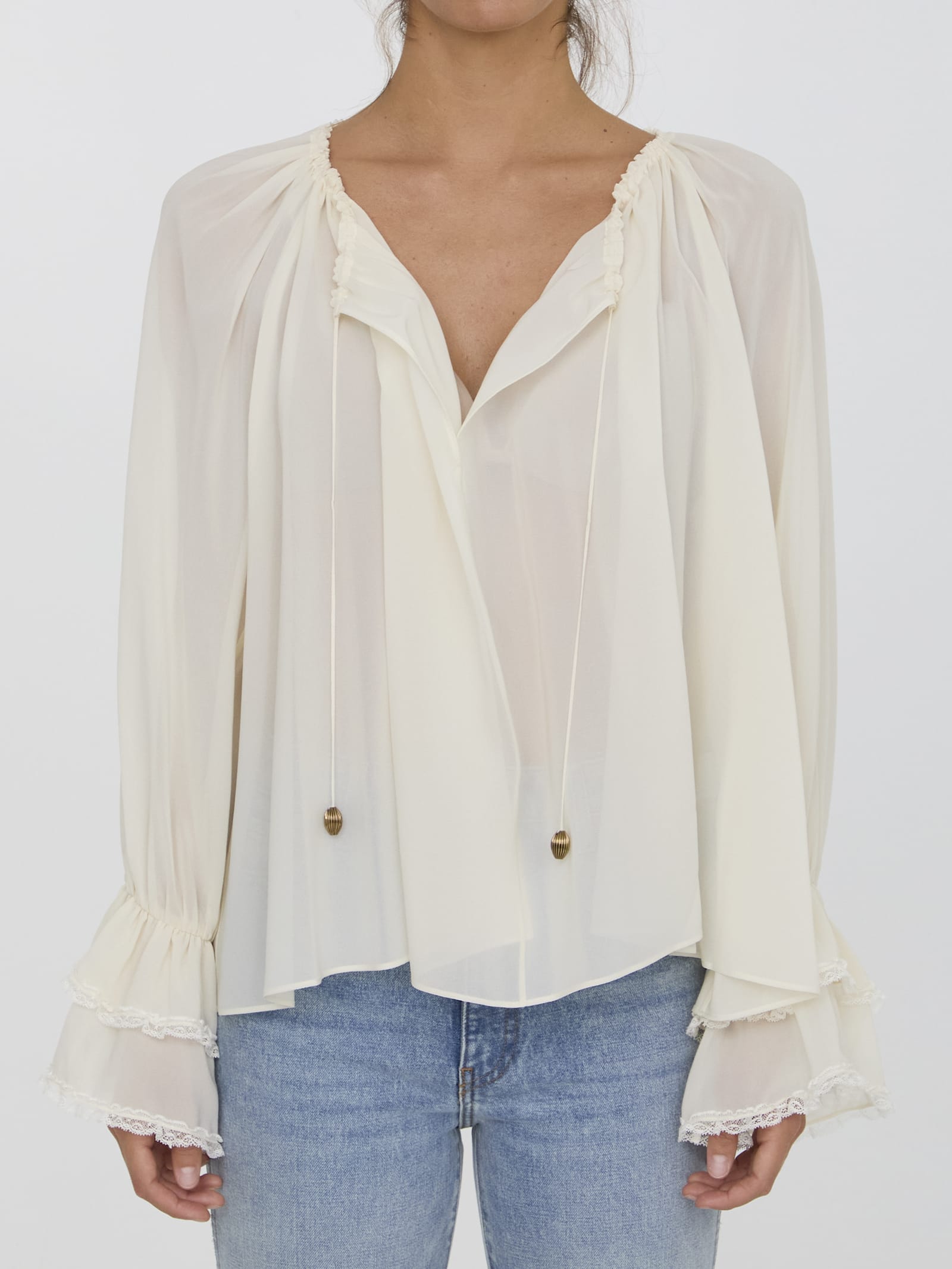 Chloé Gathered Top In Silk