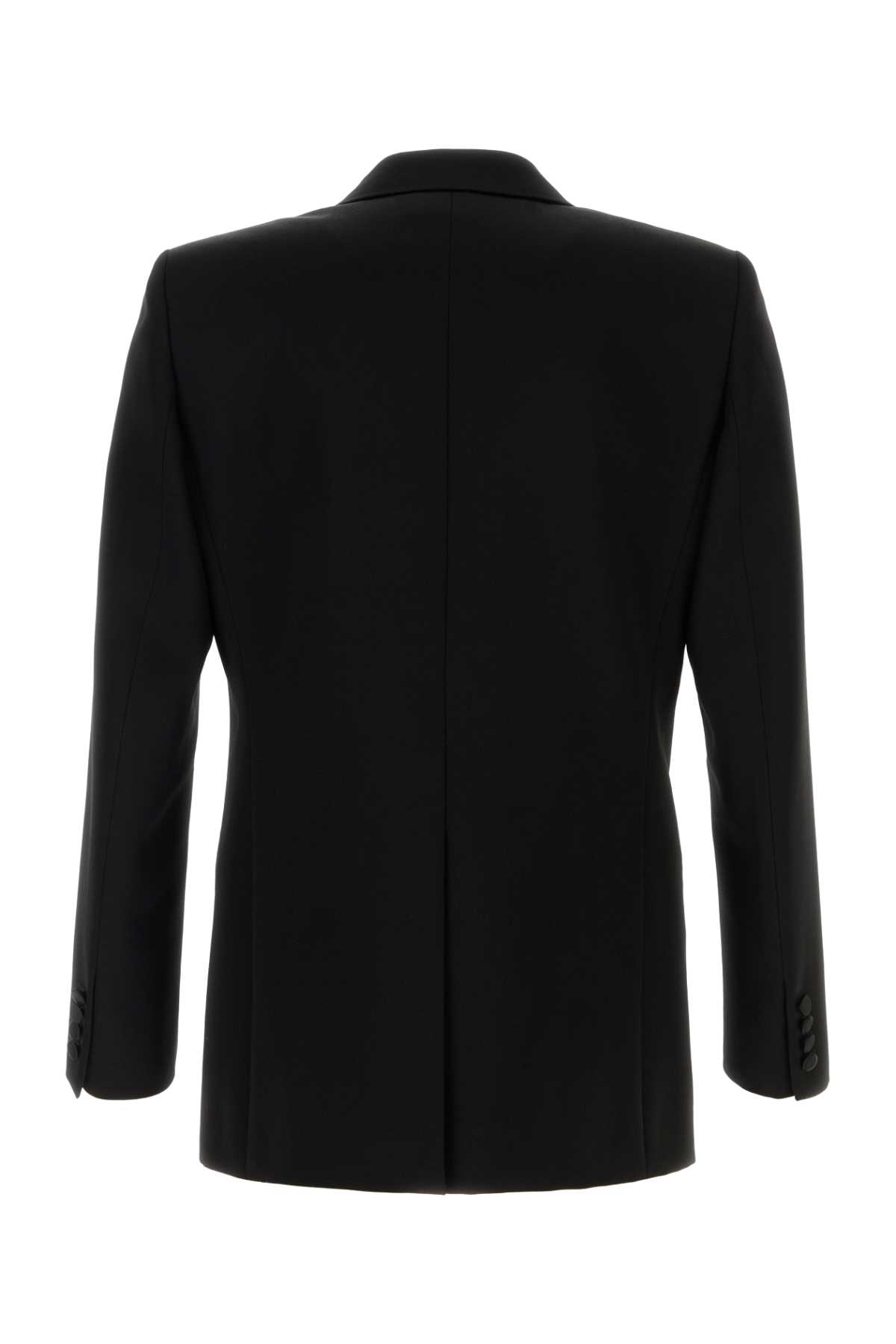 Saint Laurent Wool Blazer With Back Vent And Front Pockets In Grainnoir