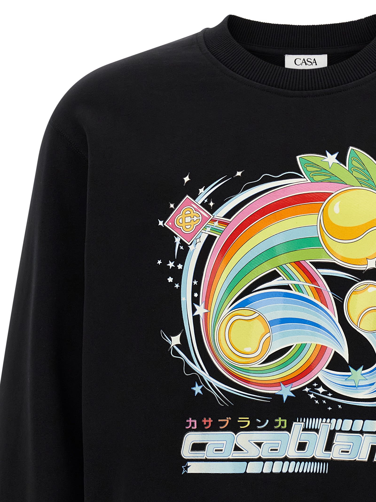 Casablanca Graphic Print Crew Neck Sweater In Black