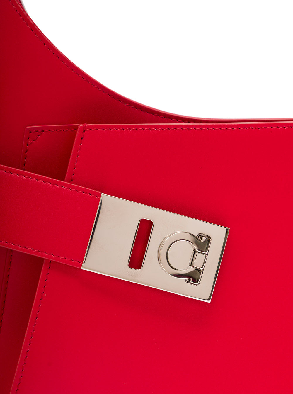 Shop Ferragamo Red Hobo Shoulder Bag With Asymmetric Pocket And Gancini Buckle In Leather Woman