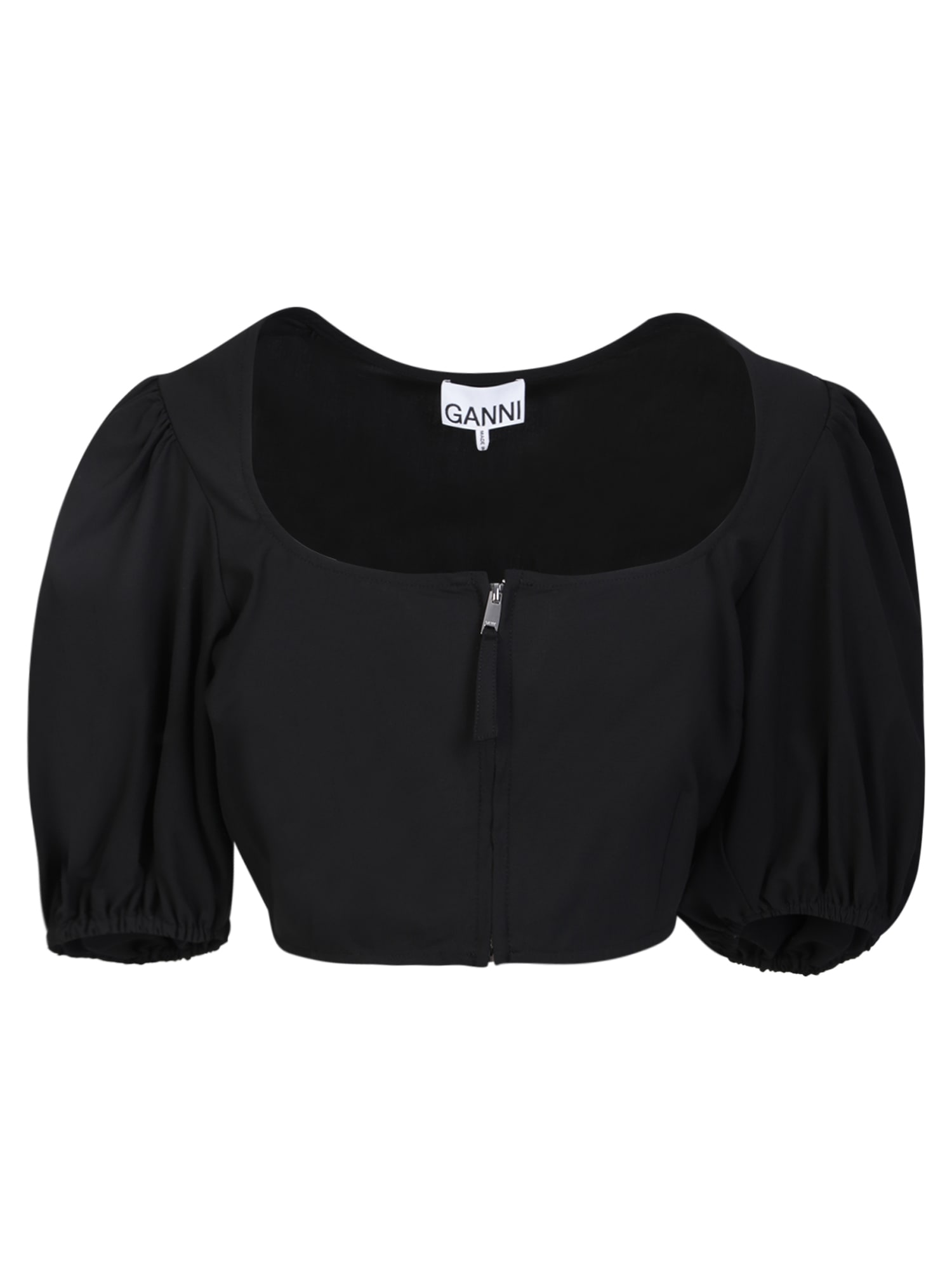 Shop Ganni Topwear In Black Cotton