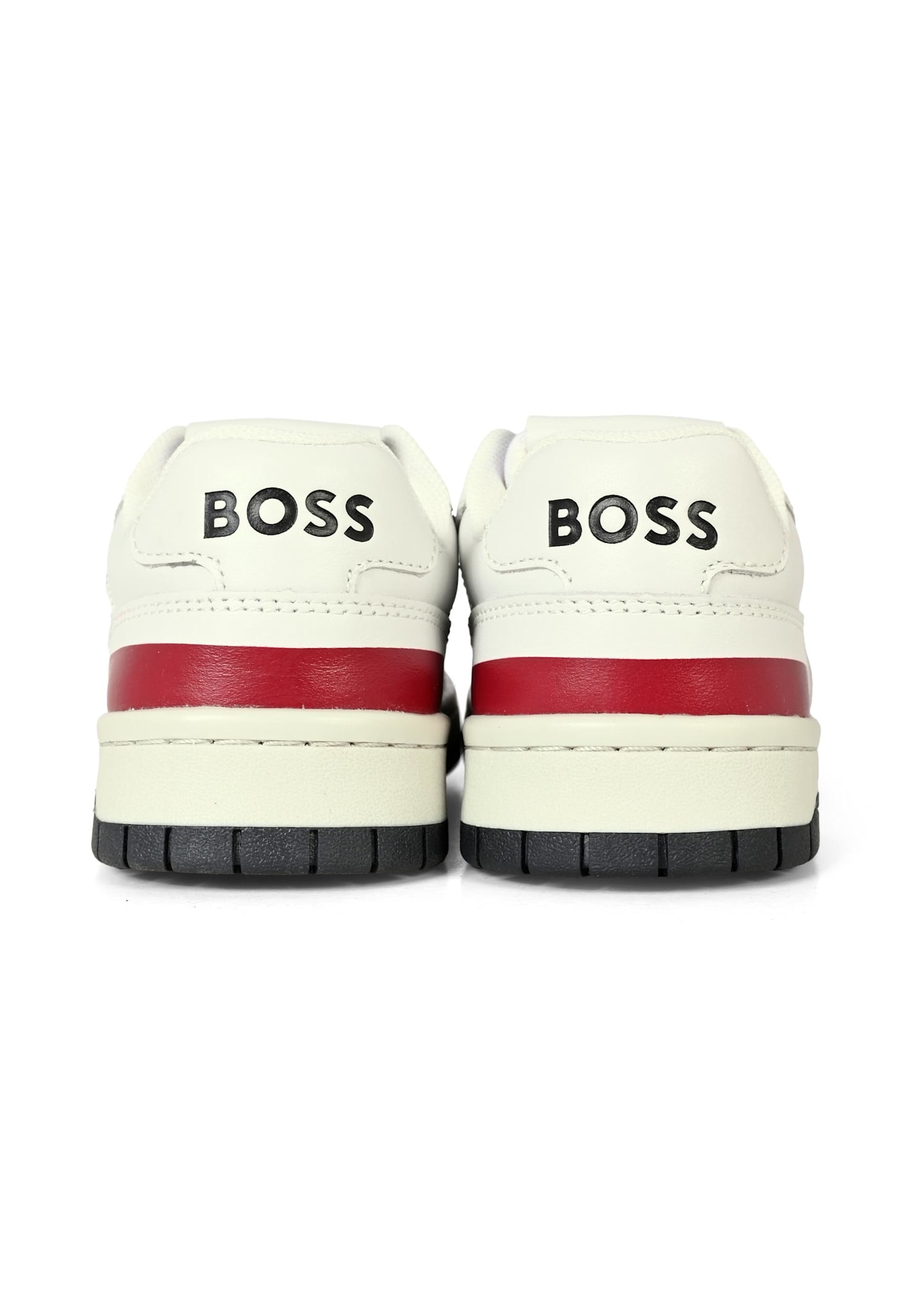Hugo Boss Ivory Sneakers For Boy With Logo In Red