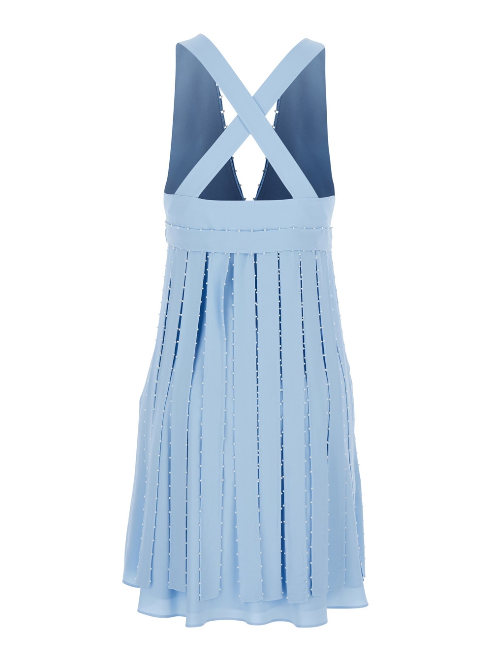 Giovanni Bedin Cross-back Pleated Midi Dress In Blue