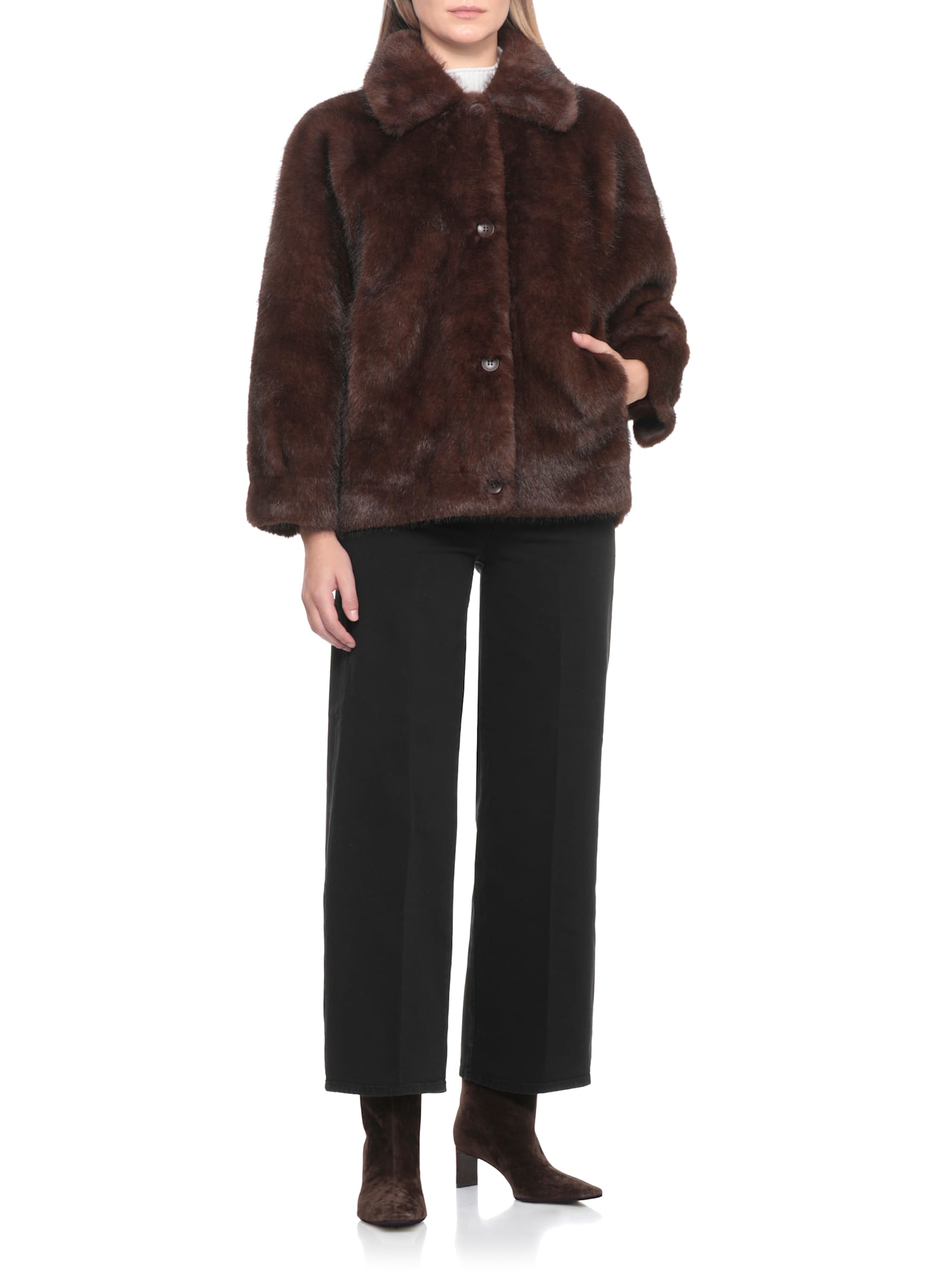 Valentini 1972 Synthetic Fur Coat In Brown