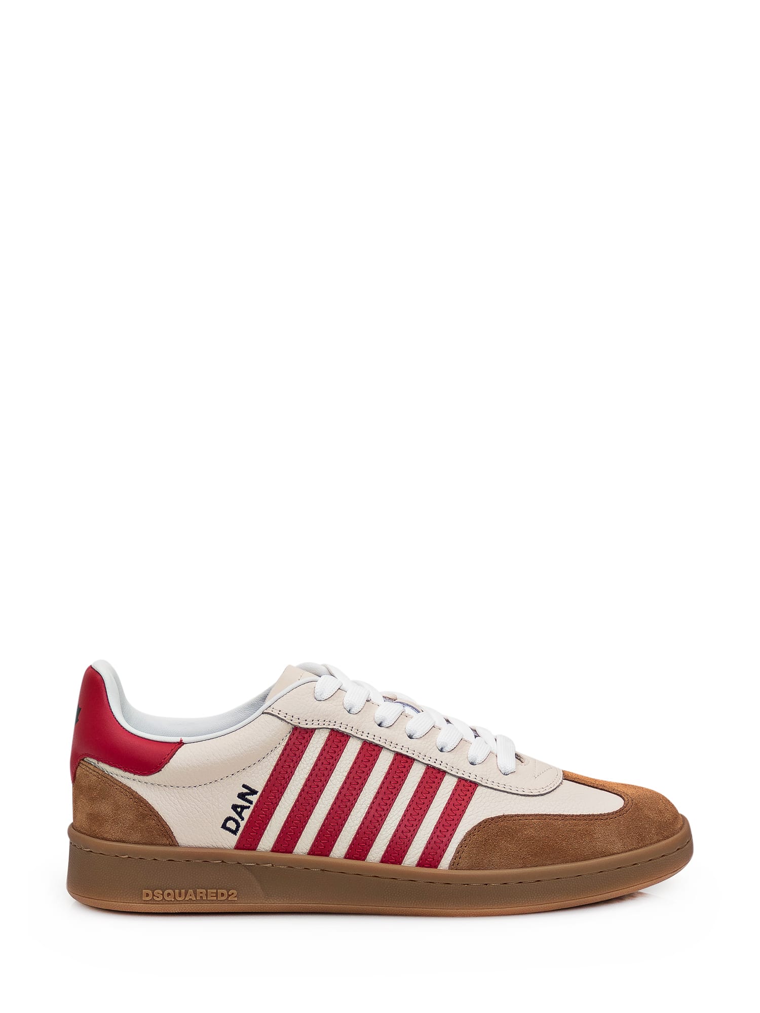 Shop Dsquared2 Boxer Low Sneaker In Beige-rosso