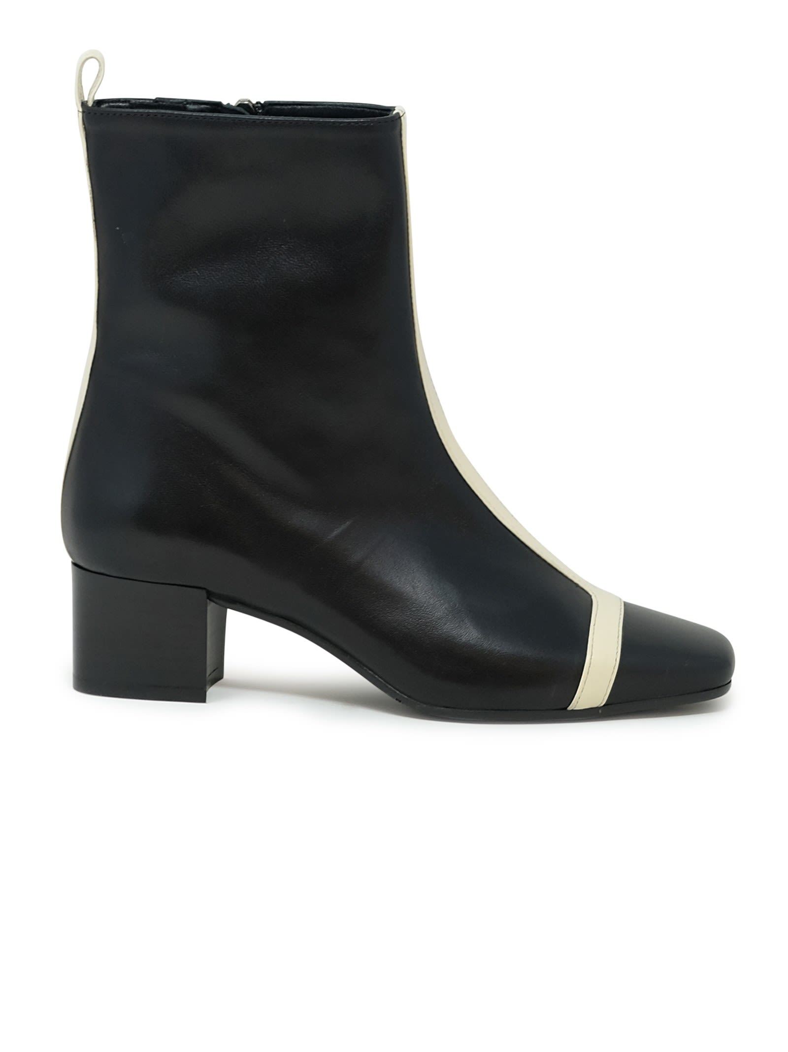 Carel Paris Black And White Leather Boot In Black/white