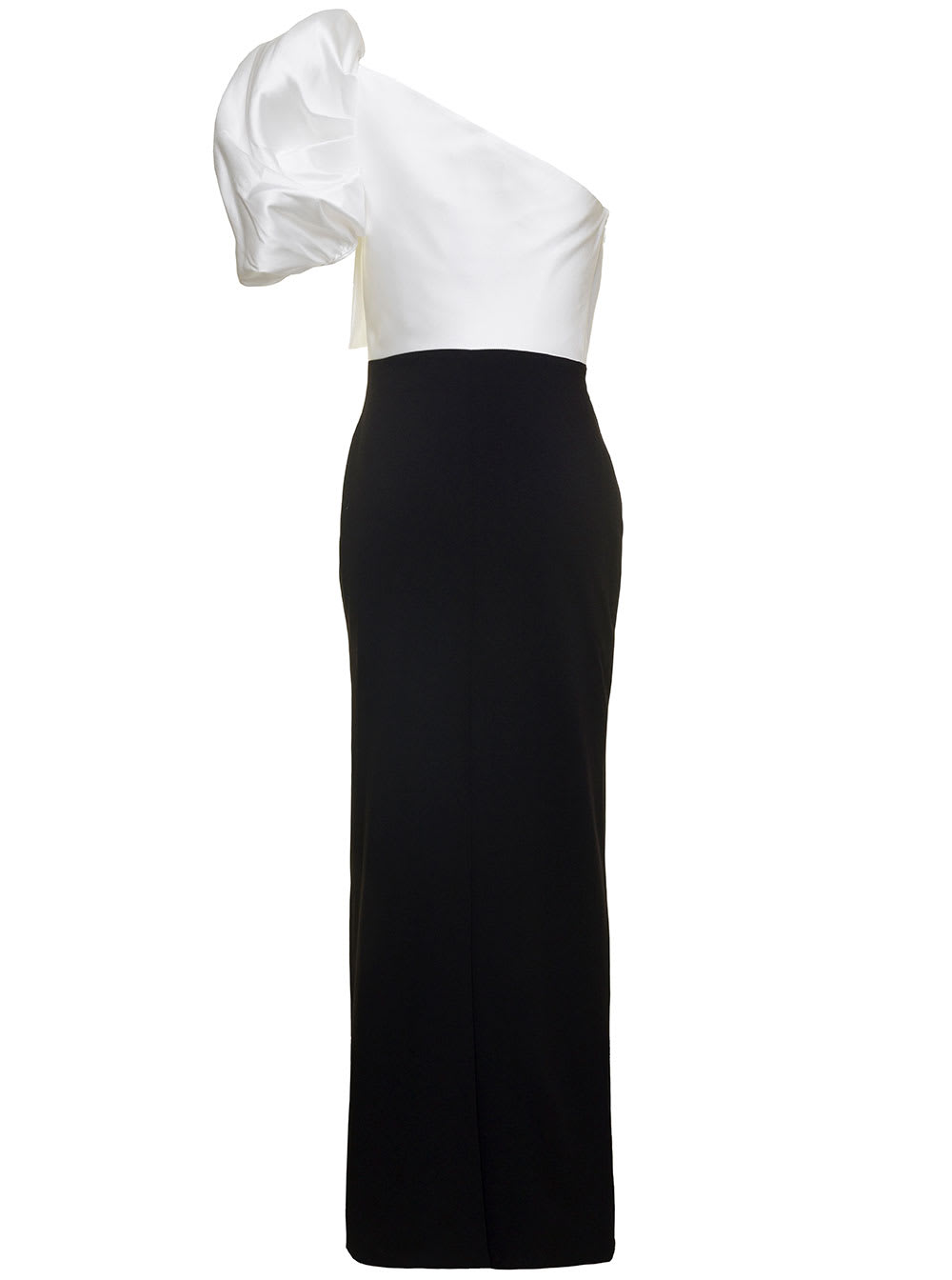 Shop Solace London Selia One-shoulder Maxi Dress In Black And White Twill Woman