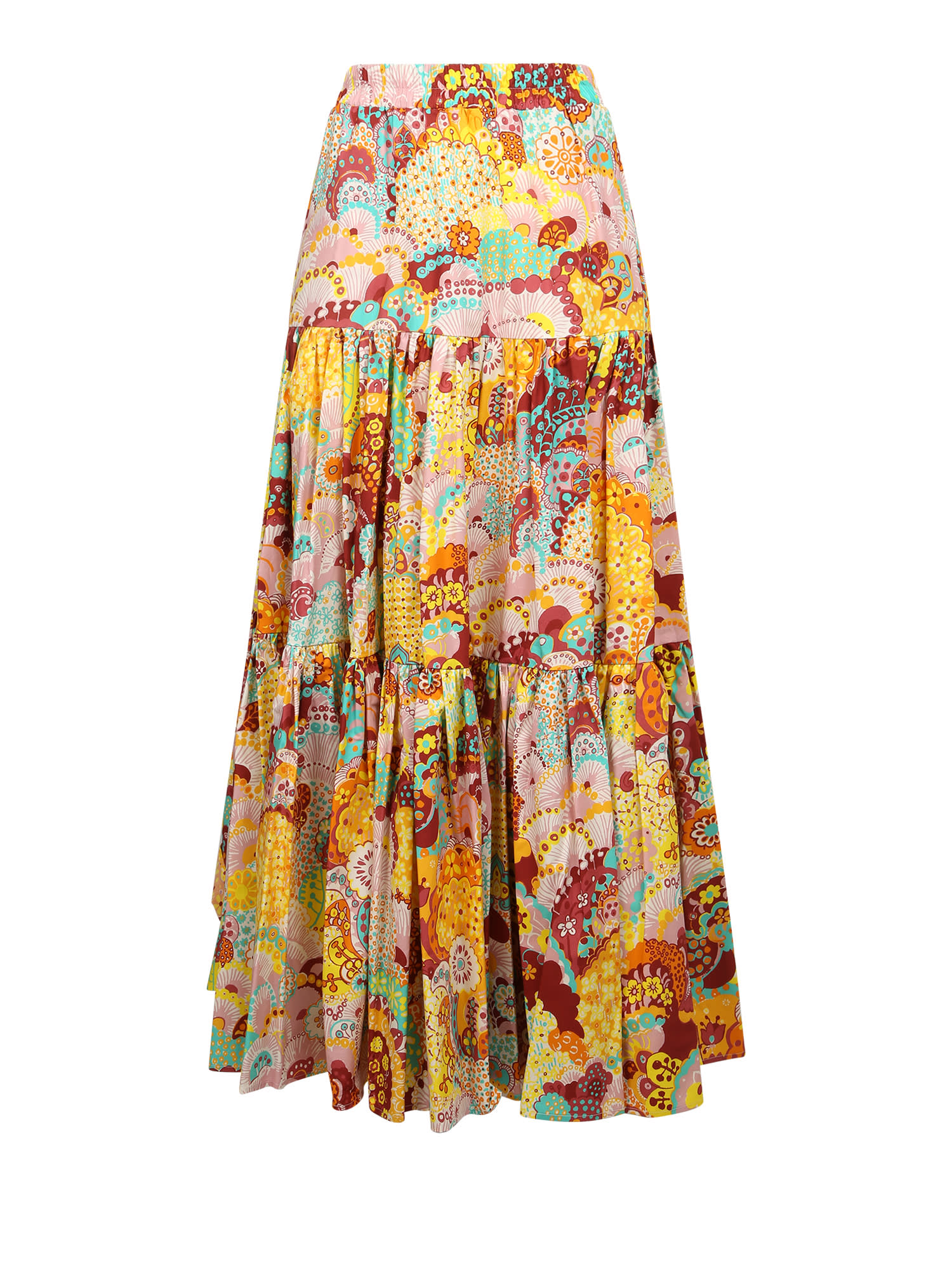 La DoubleJ Abstract-print Tiered Skirt