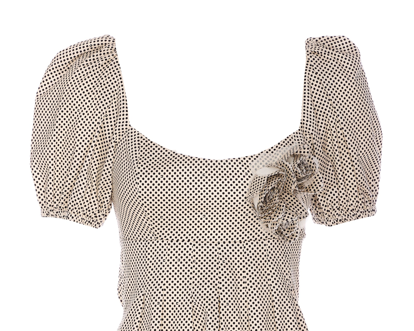 Elisabetta Franchi Backless Puff Sleeve Dress With Floral Lace In Beige