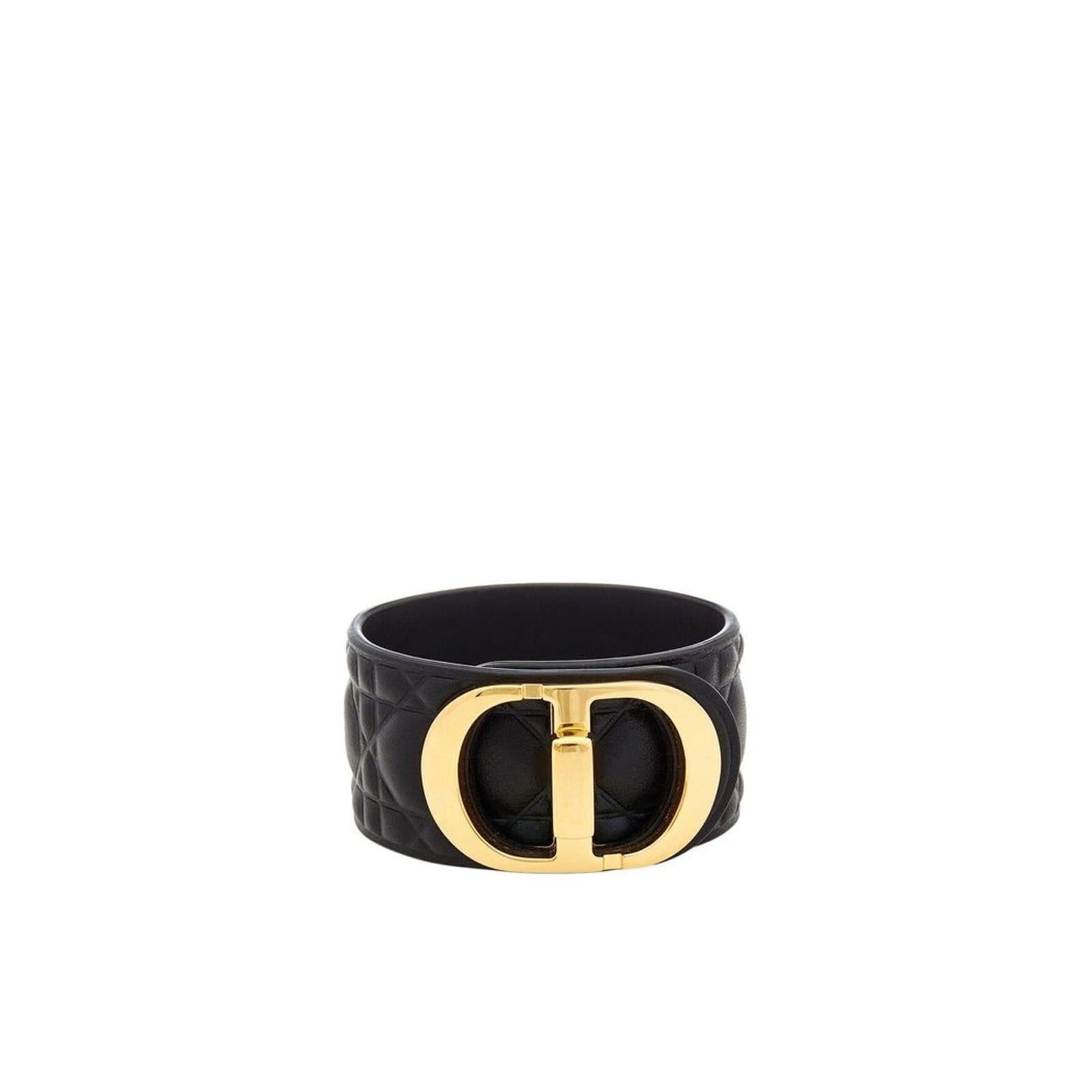 Shop Dior Logo Cannage Leather Bracelet In Black
