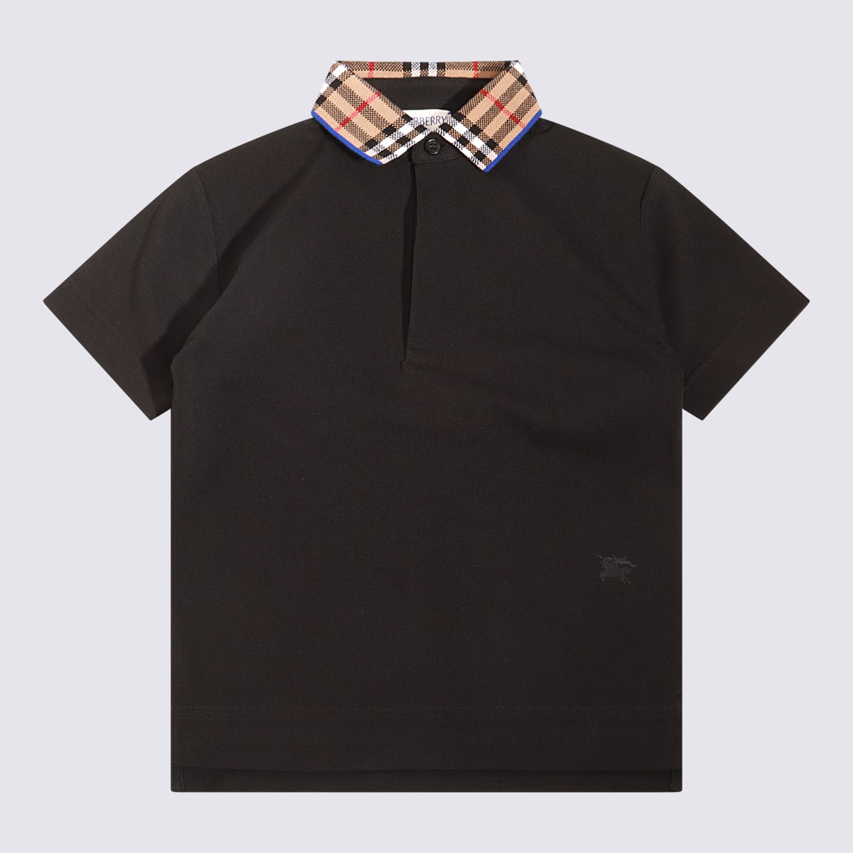 Burberry Kids' Black And Archive Beige Cotton Polo Shirt