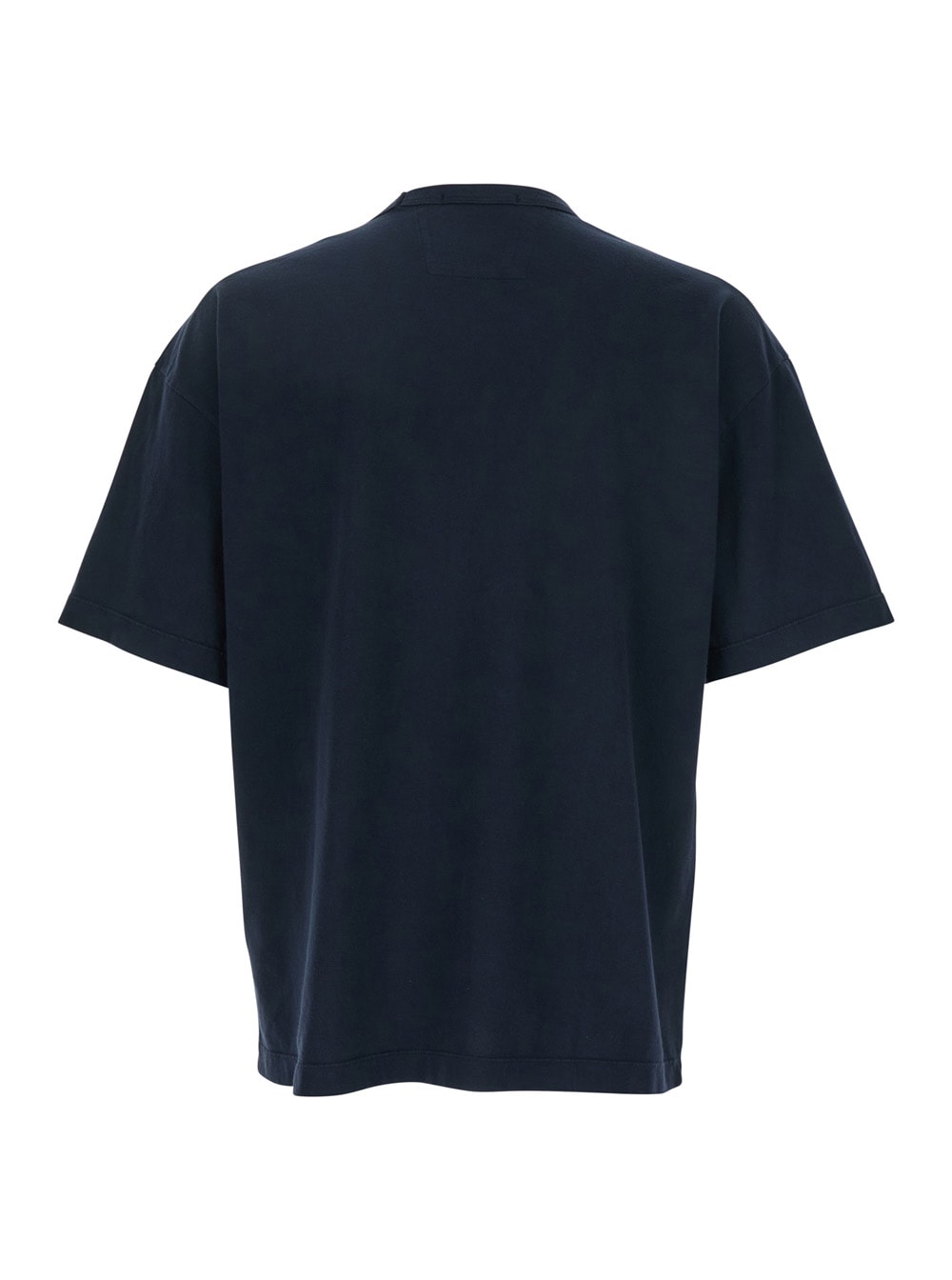 C.p. Company Blue T-shirt With Logo Embroidered On The Front Tone-on-tone